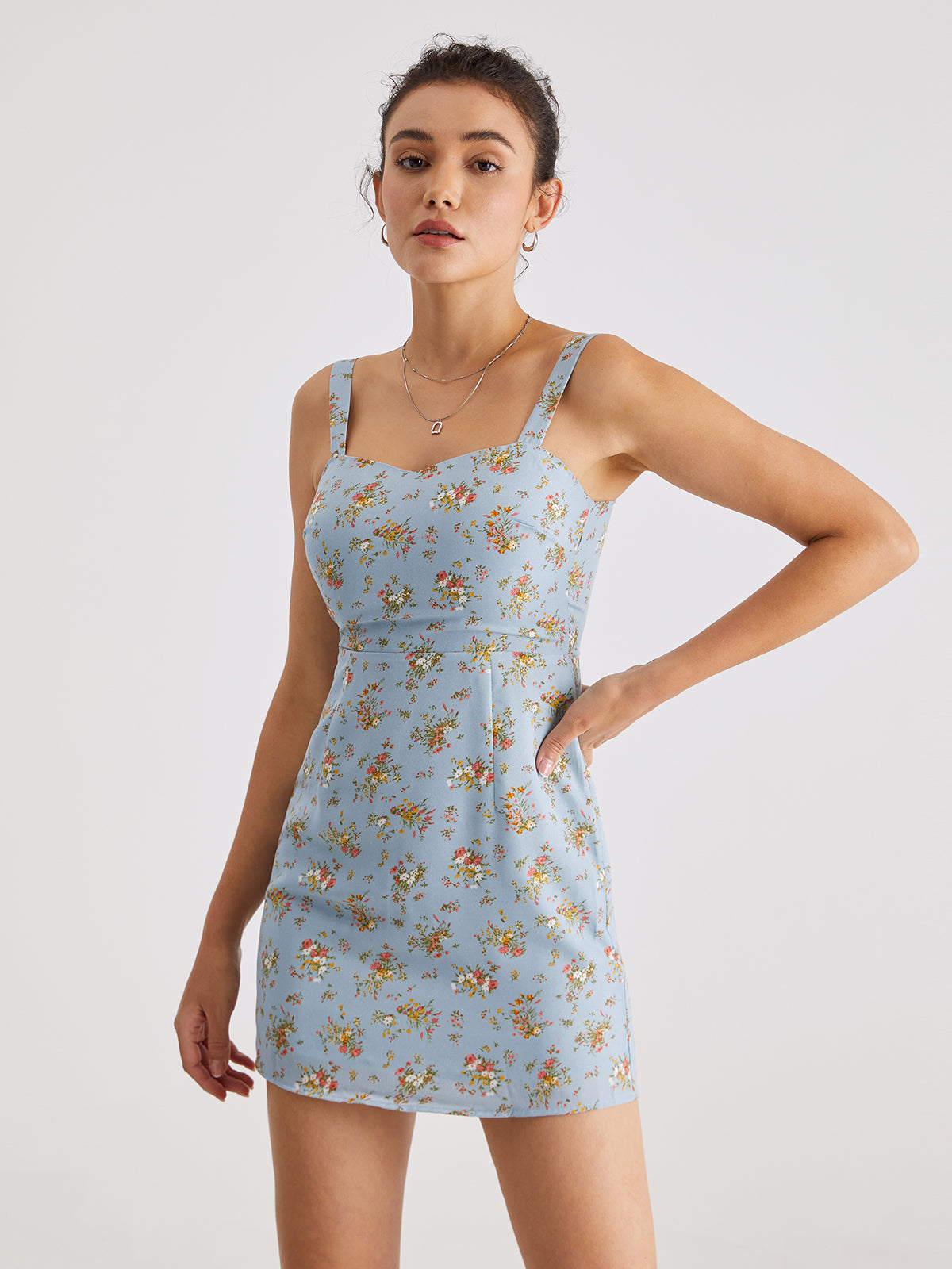 Thecomense - English Bouquet Mini Strap Dress