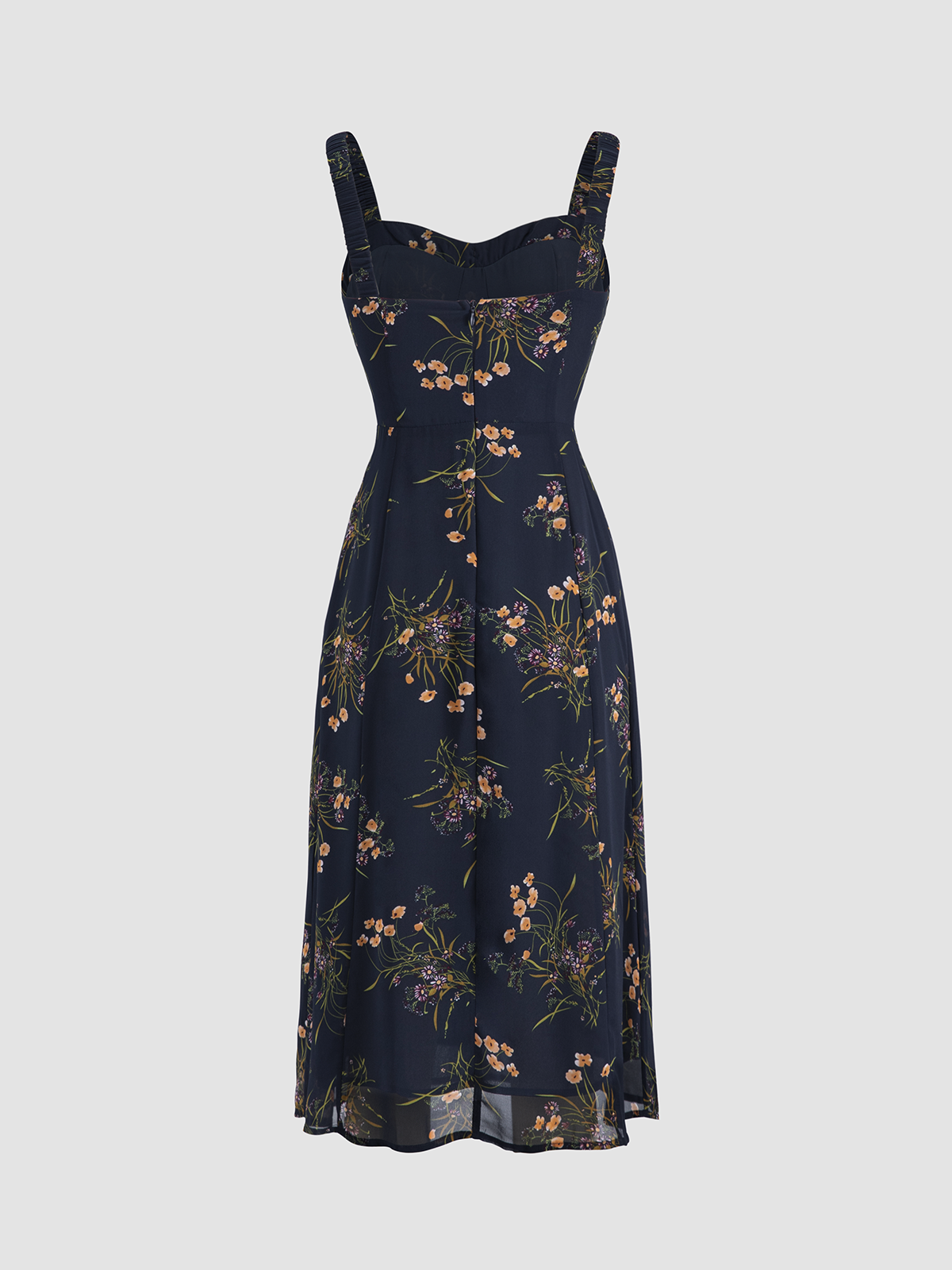 Thecomense - Floralia Fantasy Ruched Strap Dress