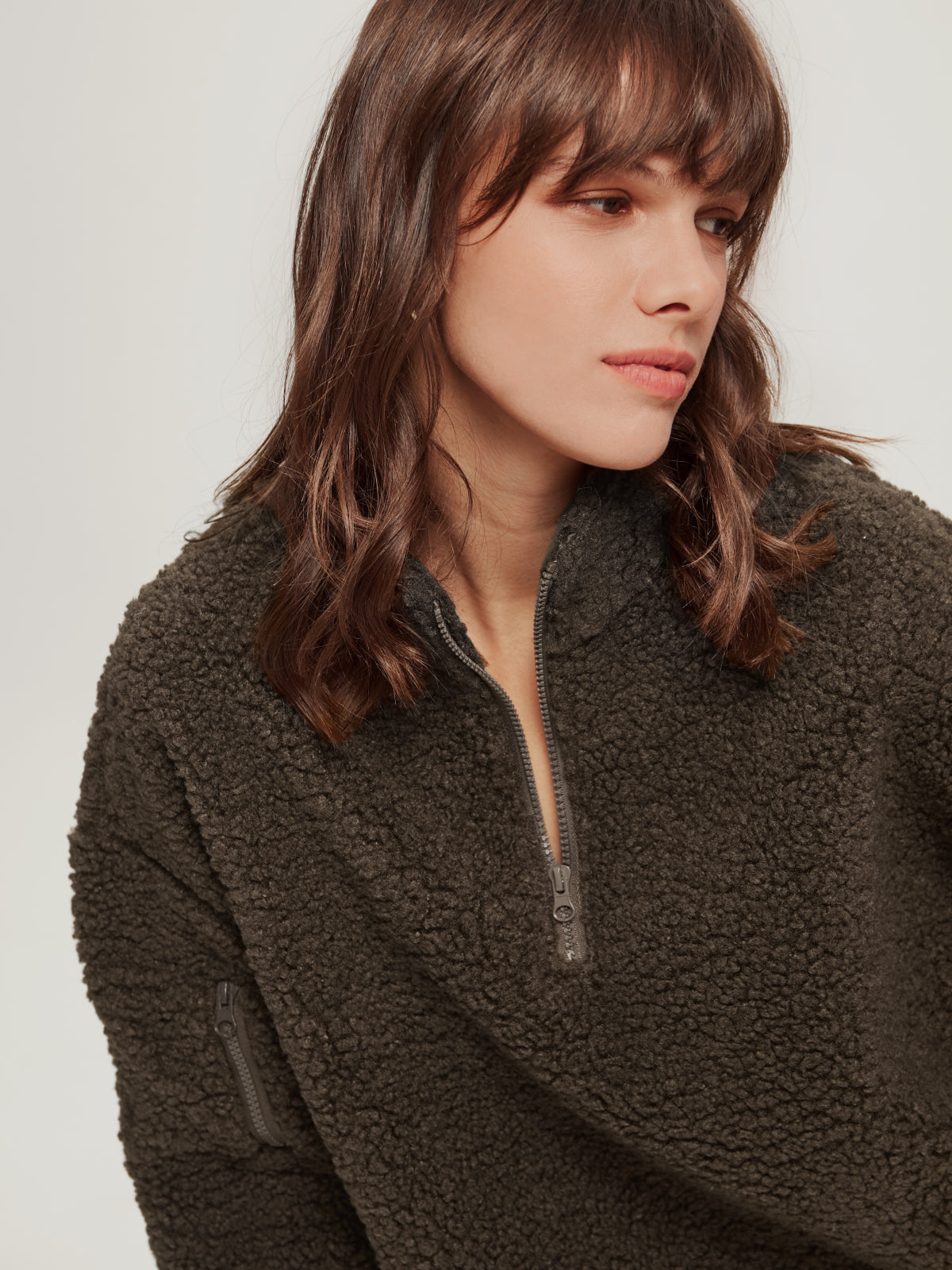Thecomense - Cozy Teddy Quarter Zip Jacket