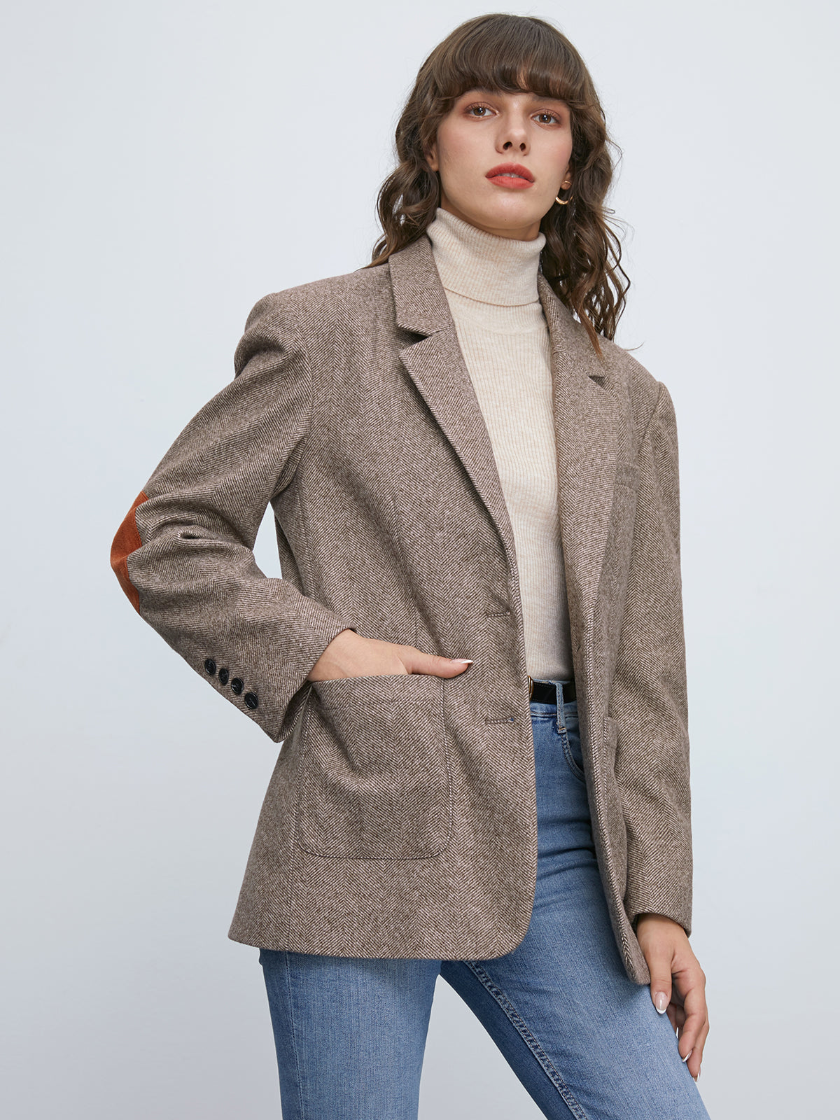 Thecomense - Wool Elbow Patch Blazer