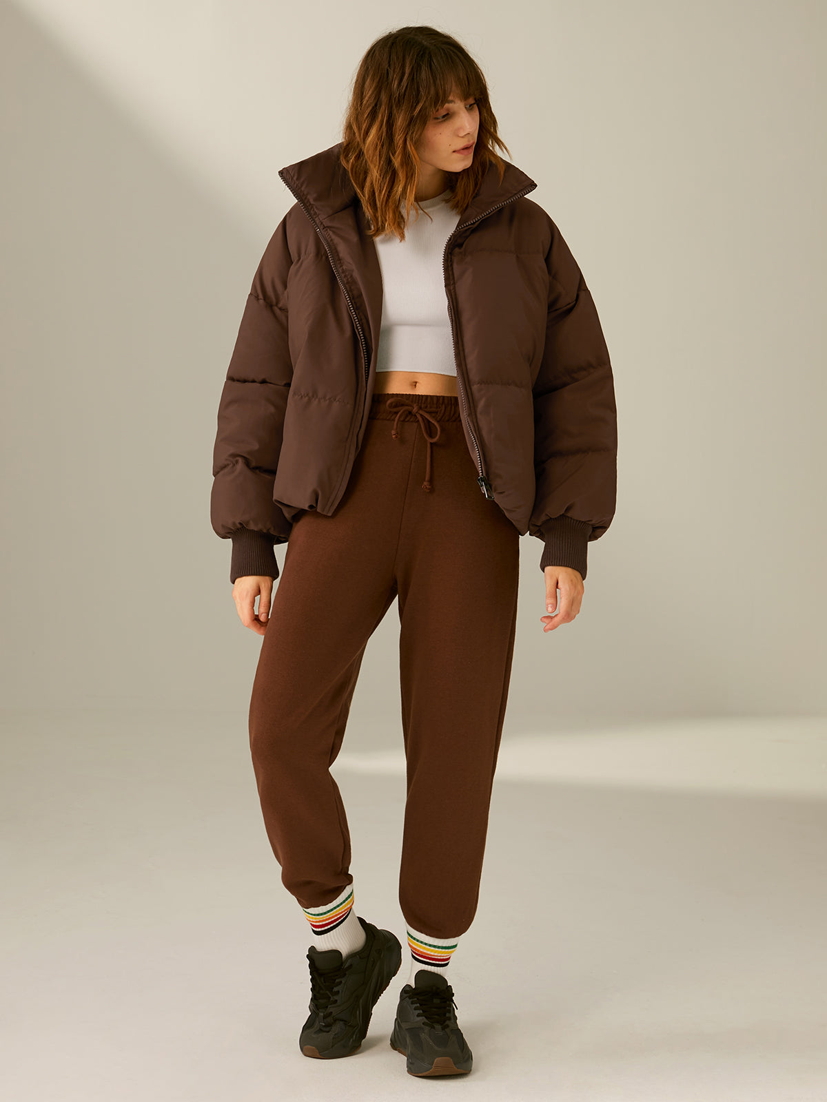 Thecomense - Drop Shoulder Zip Up Puffer Jacket