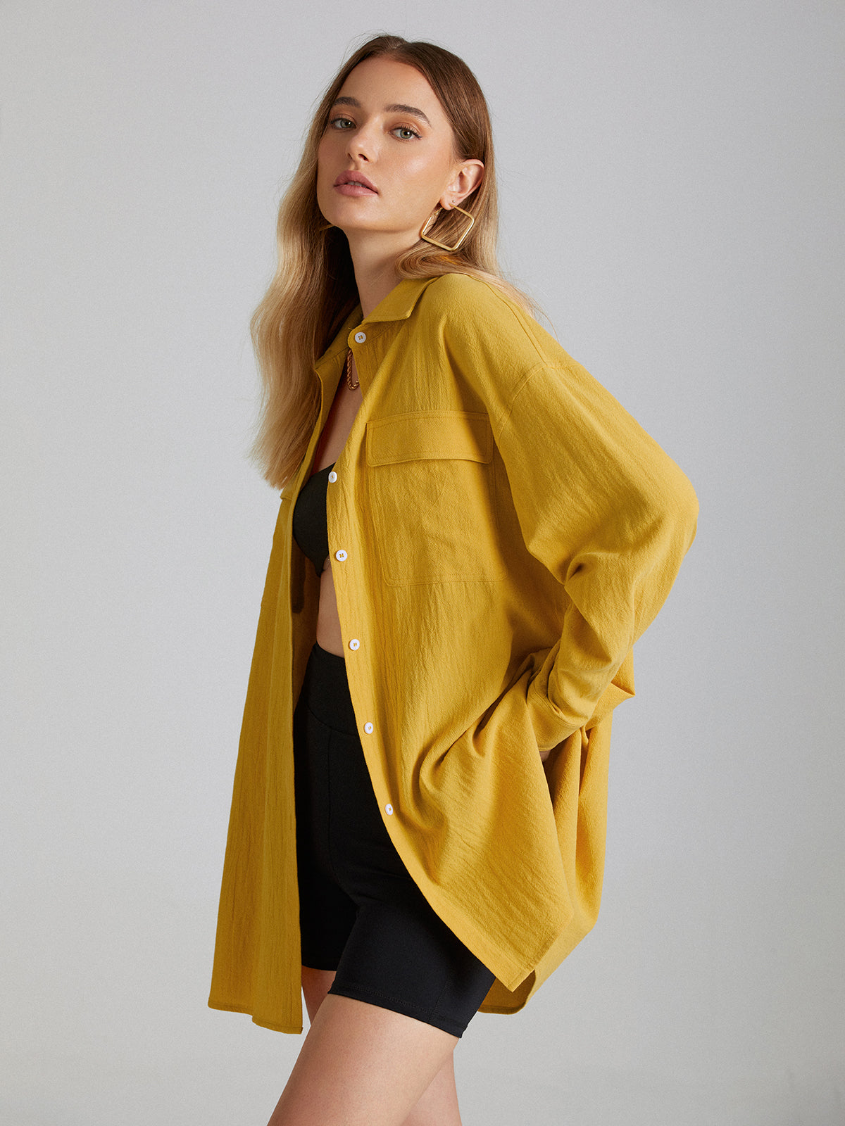 Thecomense - Drop Shoulder Relaxed Fit Button Up Shirt