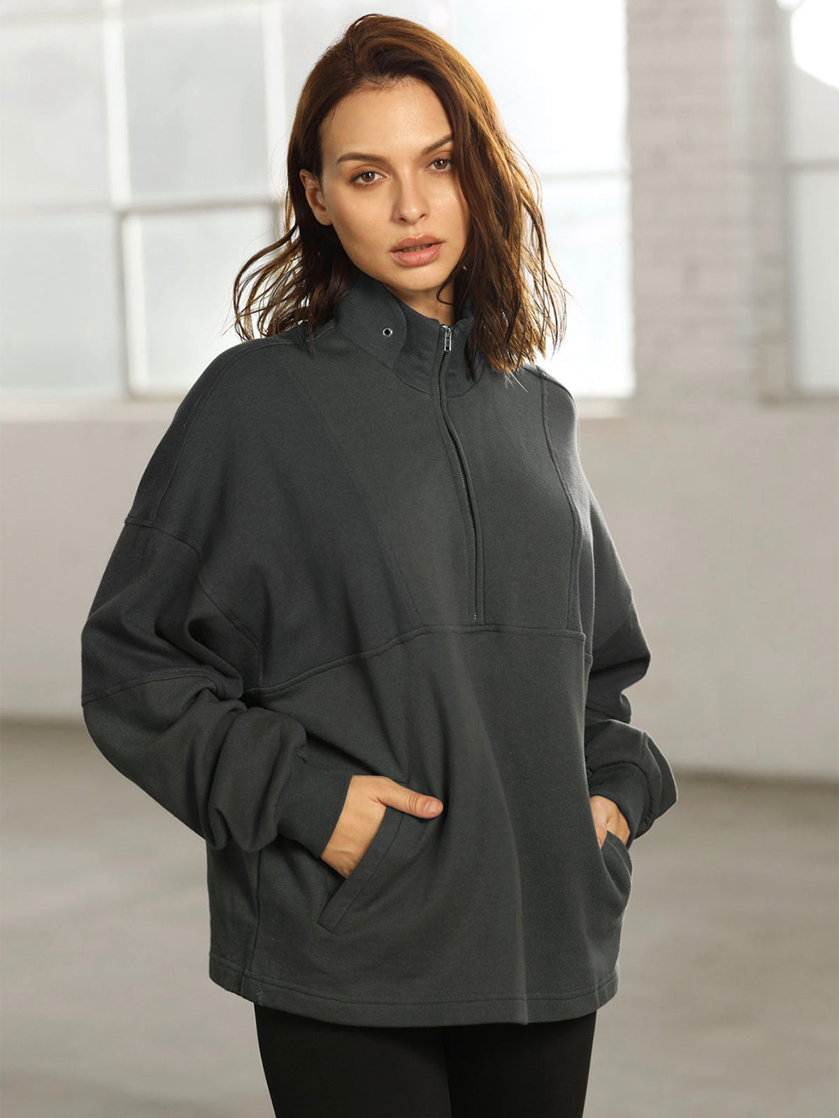 Thecomense - Oversized Zip Sweatshirt
