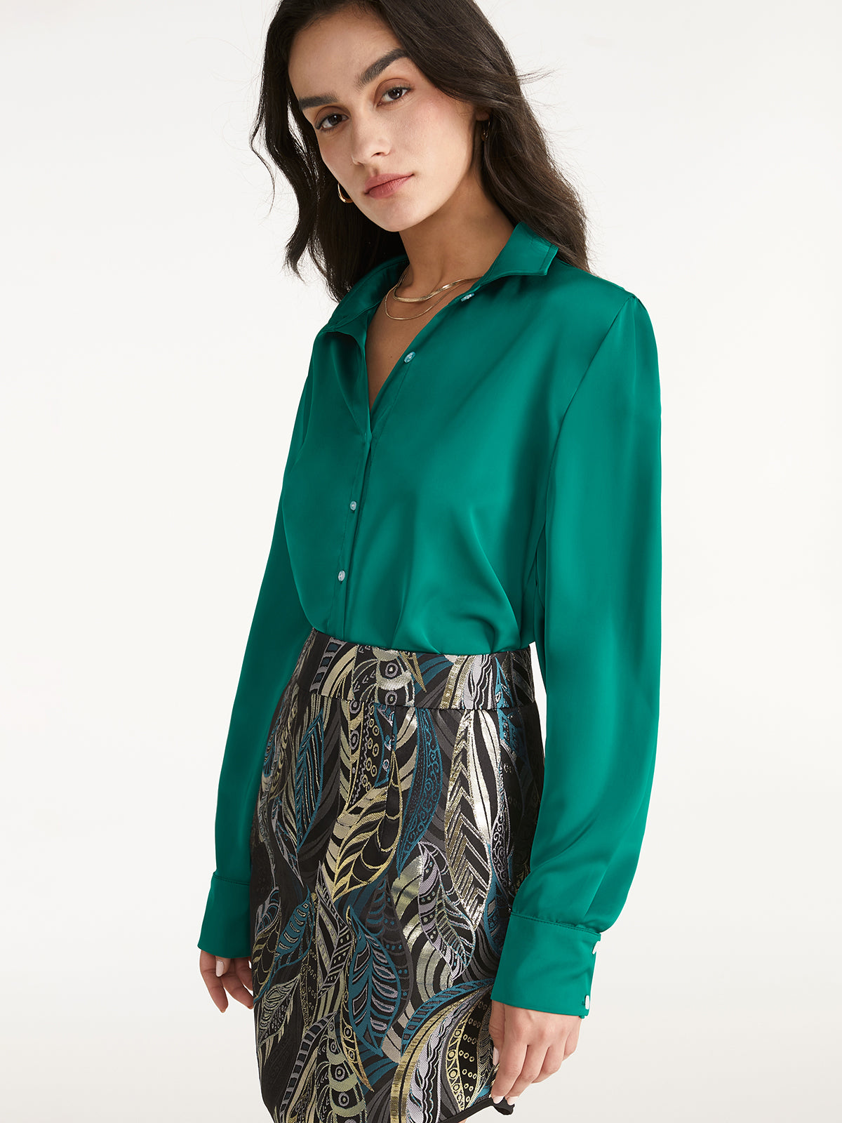 Thecomense - Collared Button Up Emerald Green Shirt