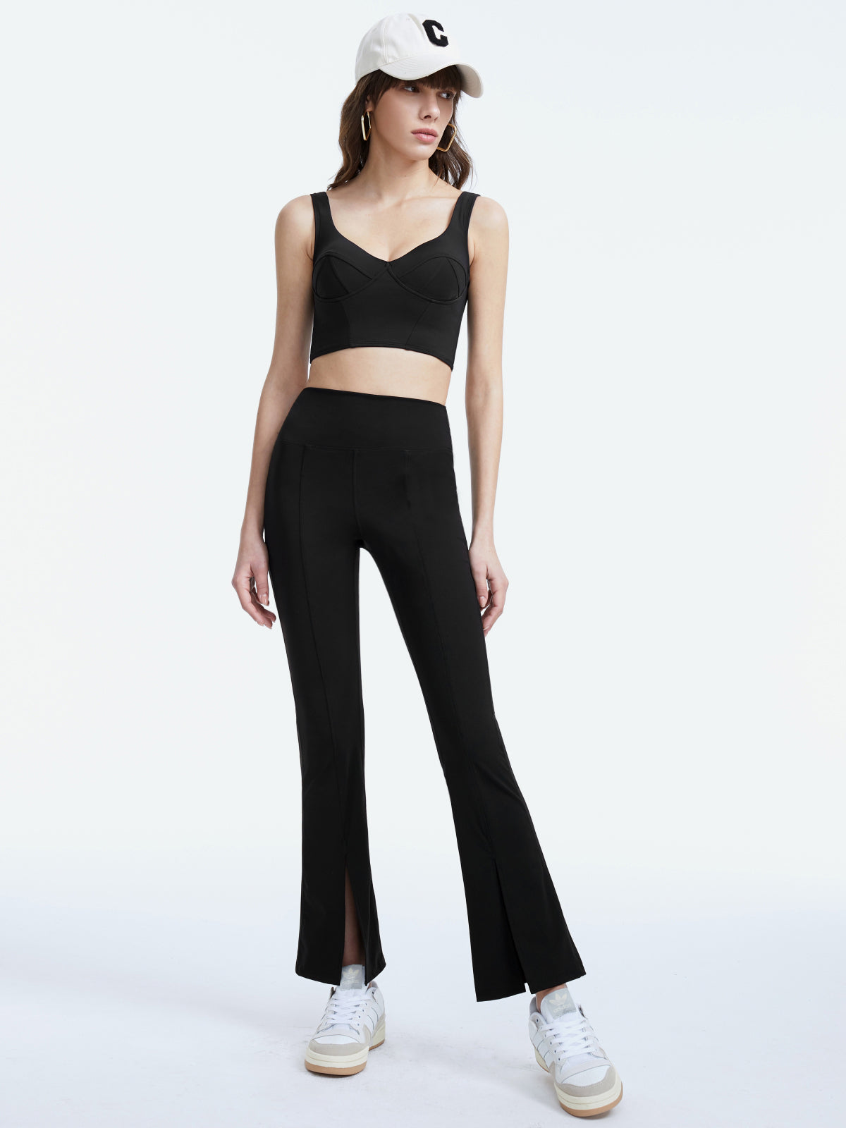 Thecomense - High Waisted Contour Seam Slit Leggings