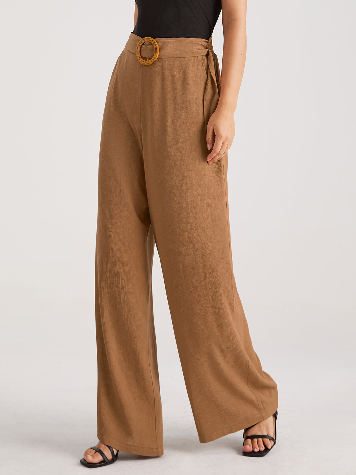Thecomense - Belted High Waisted Trousers