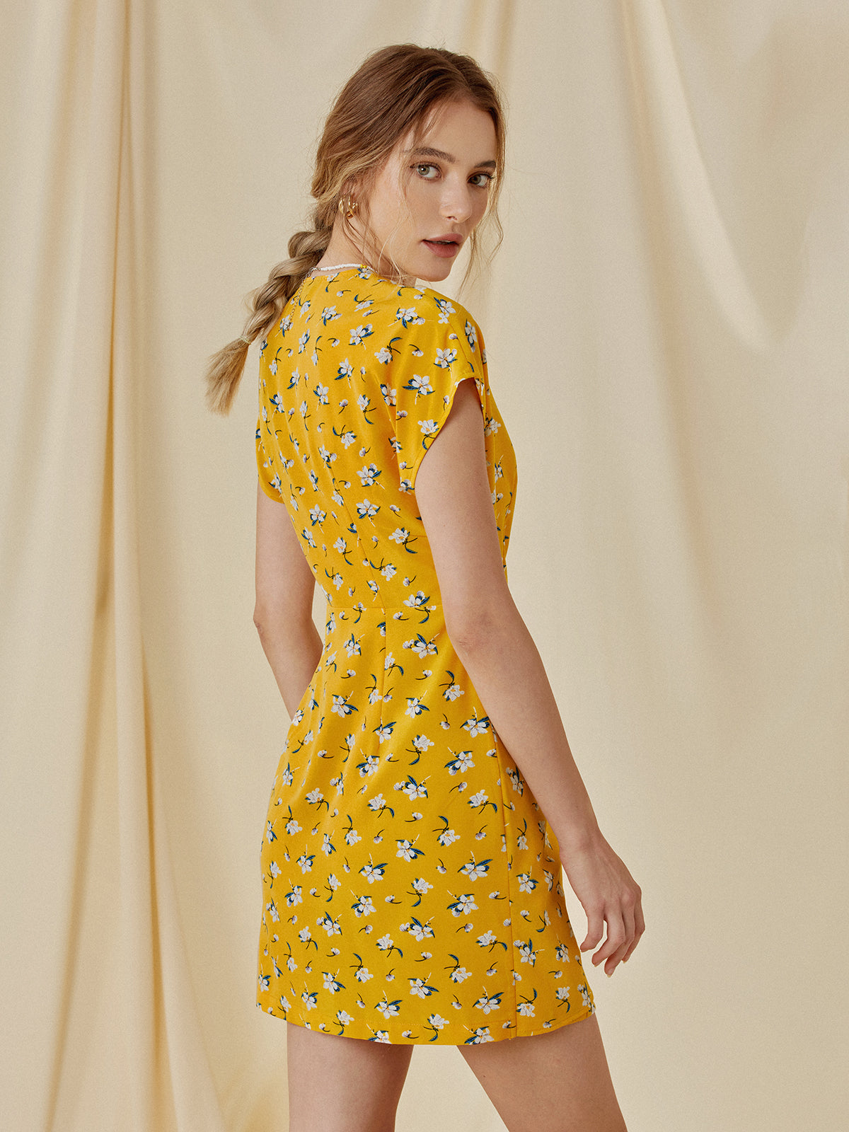 Thecomense - Golden Time Wrap Dress