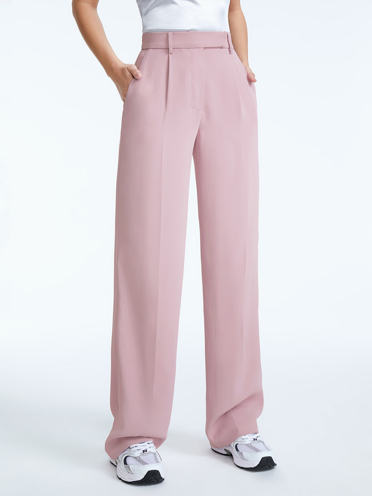 Thecomense - High Waisted Straight Leg Pleat Front Trousers