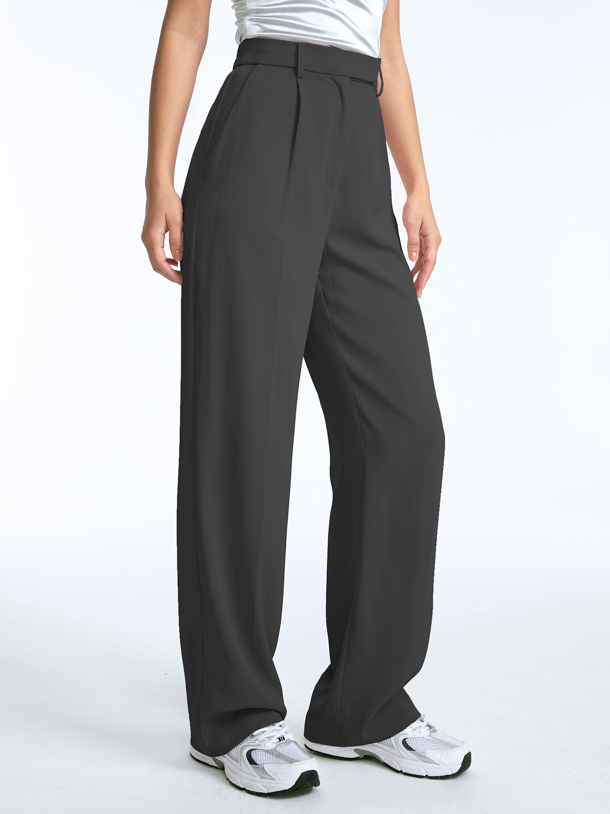 Thecomense - High Waisted Straight Leg Pleat Front Trousers