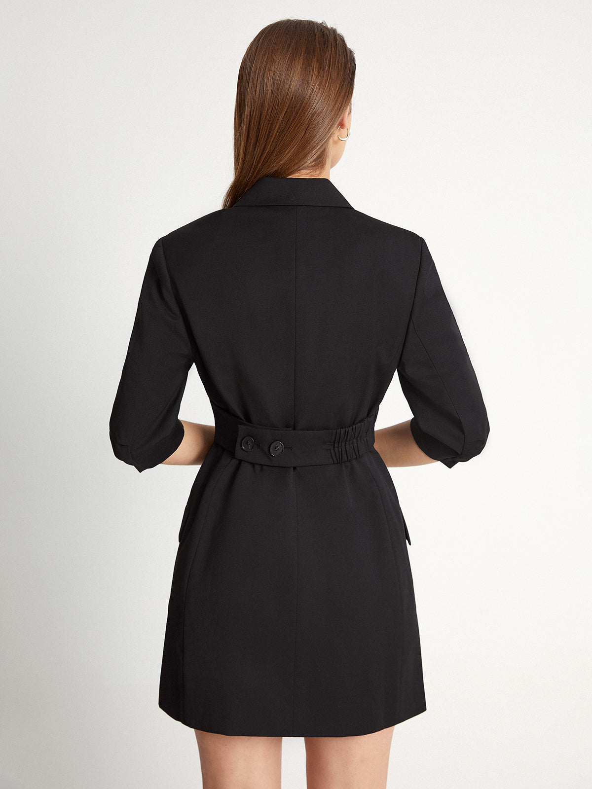 Thecomense - Double Breasted Quarter Sleeve Wrap Blazer Dress