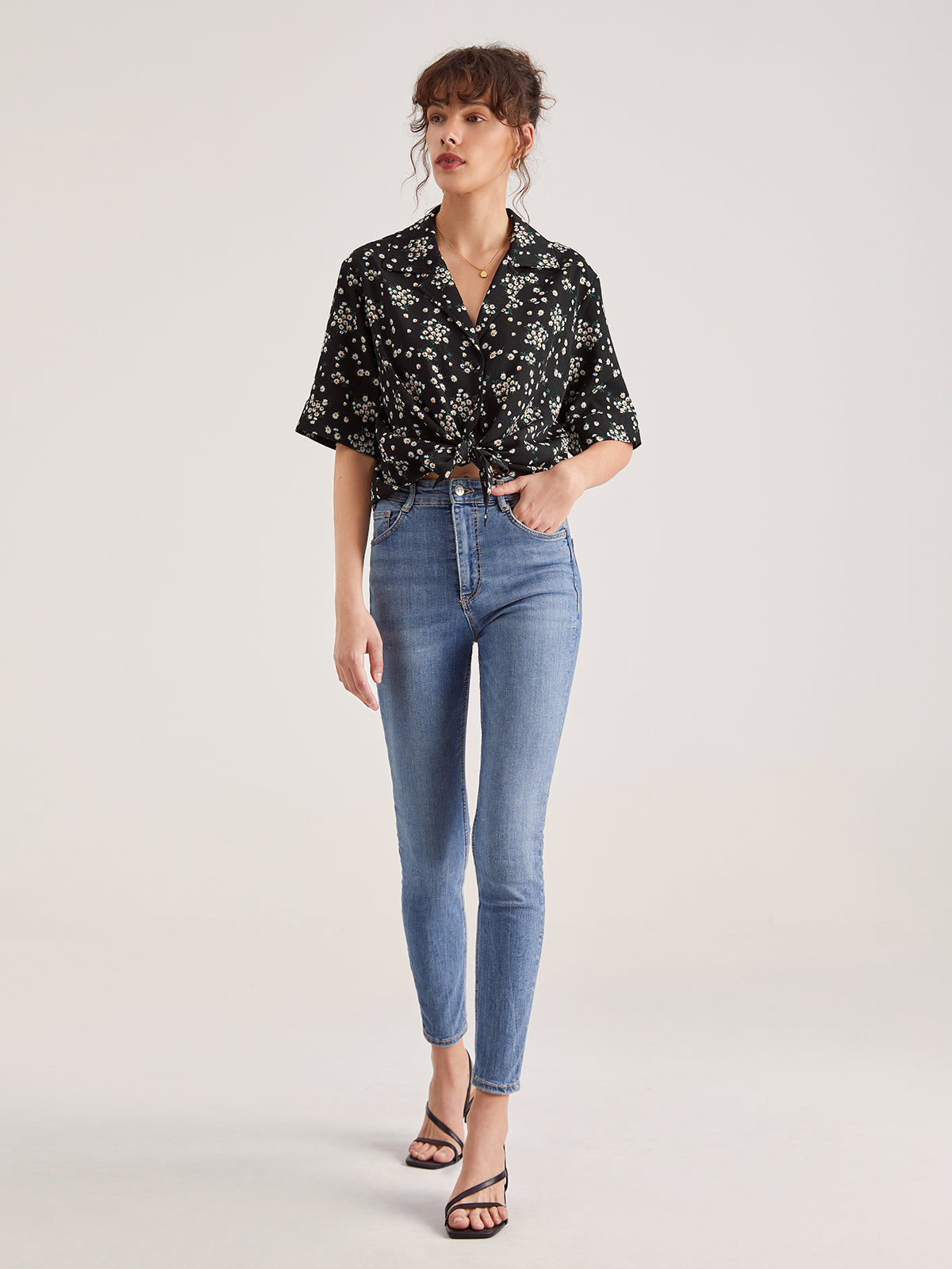 Thecomense - Daisy Button Up Short Sleeve Shirt
