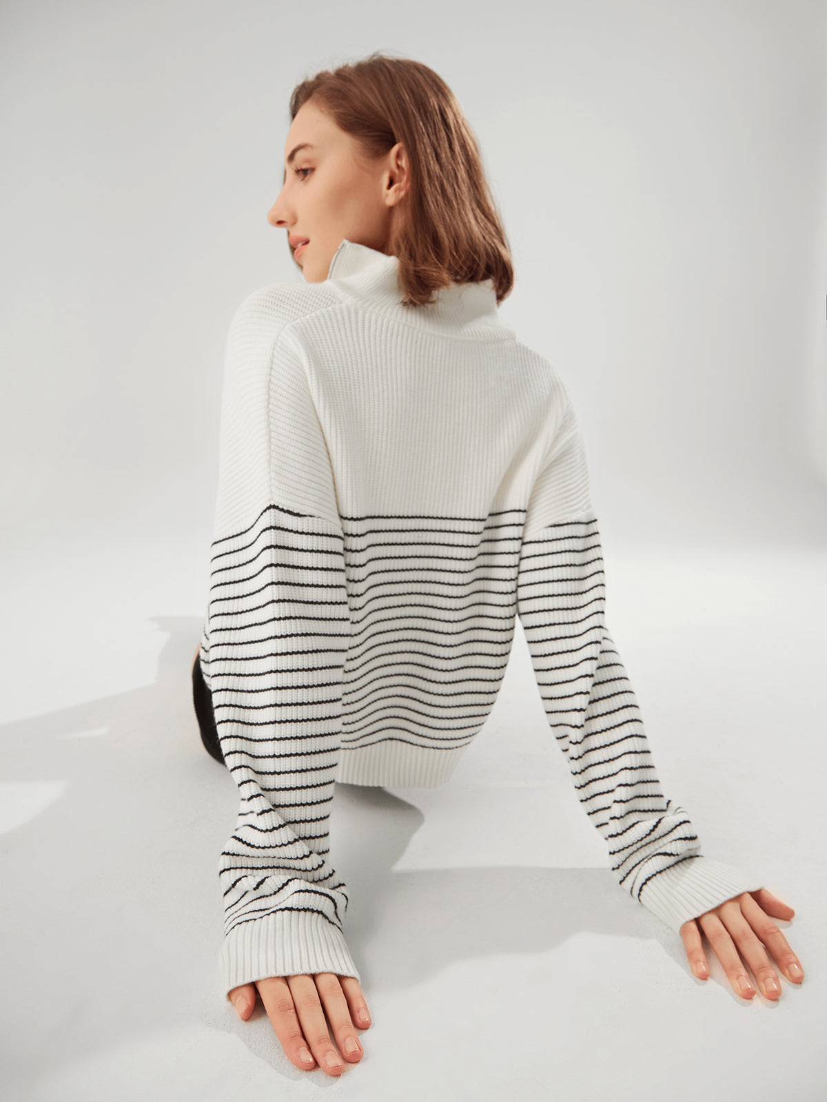Thecomense - Alabastar Stripe Zip Sweater