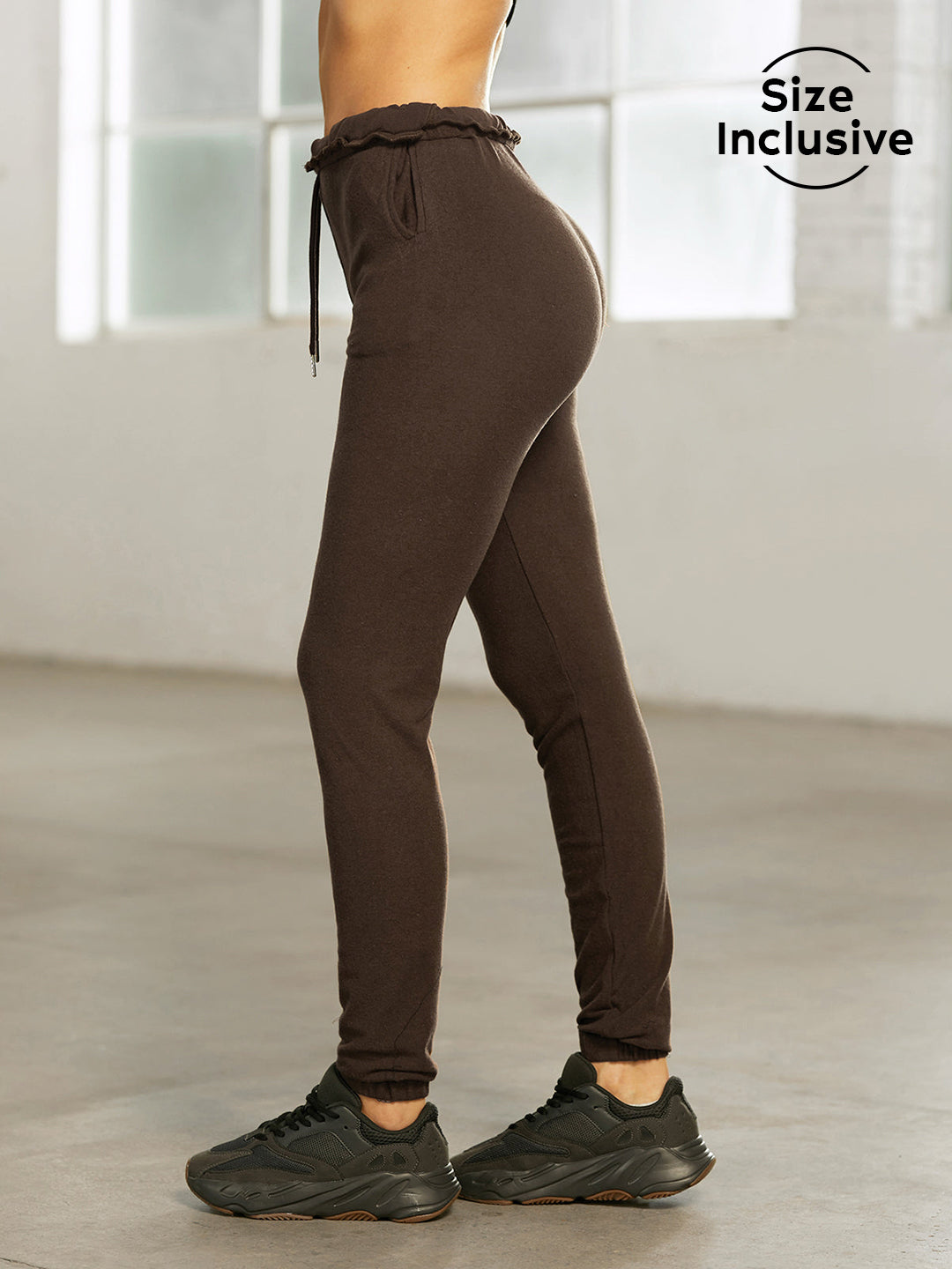 Thecomense - Ruffle Waist Jogger Sweatpants