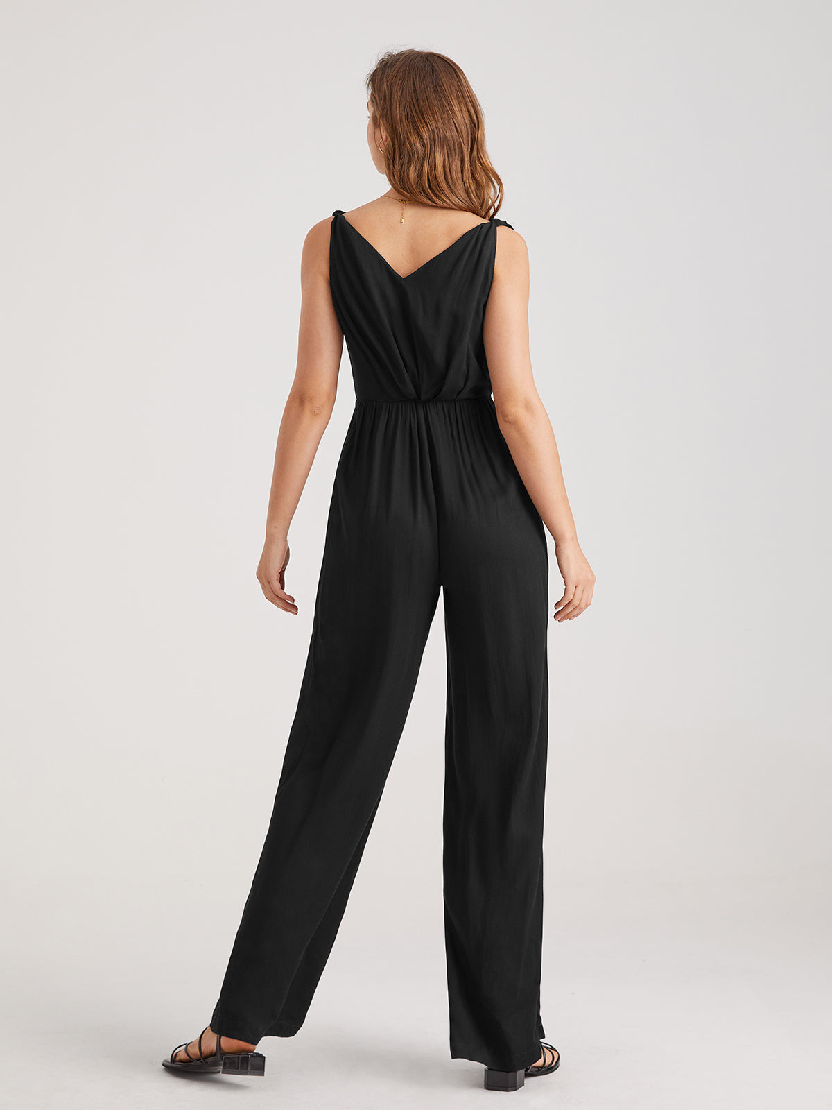 Thecomense - V-Neck Sleeveless Classic Leg Jumpsuit