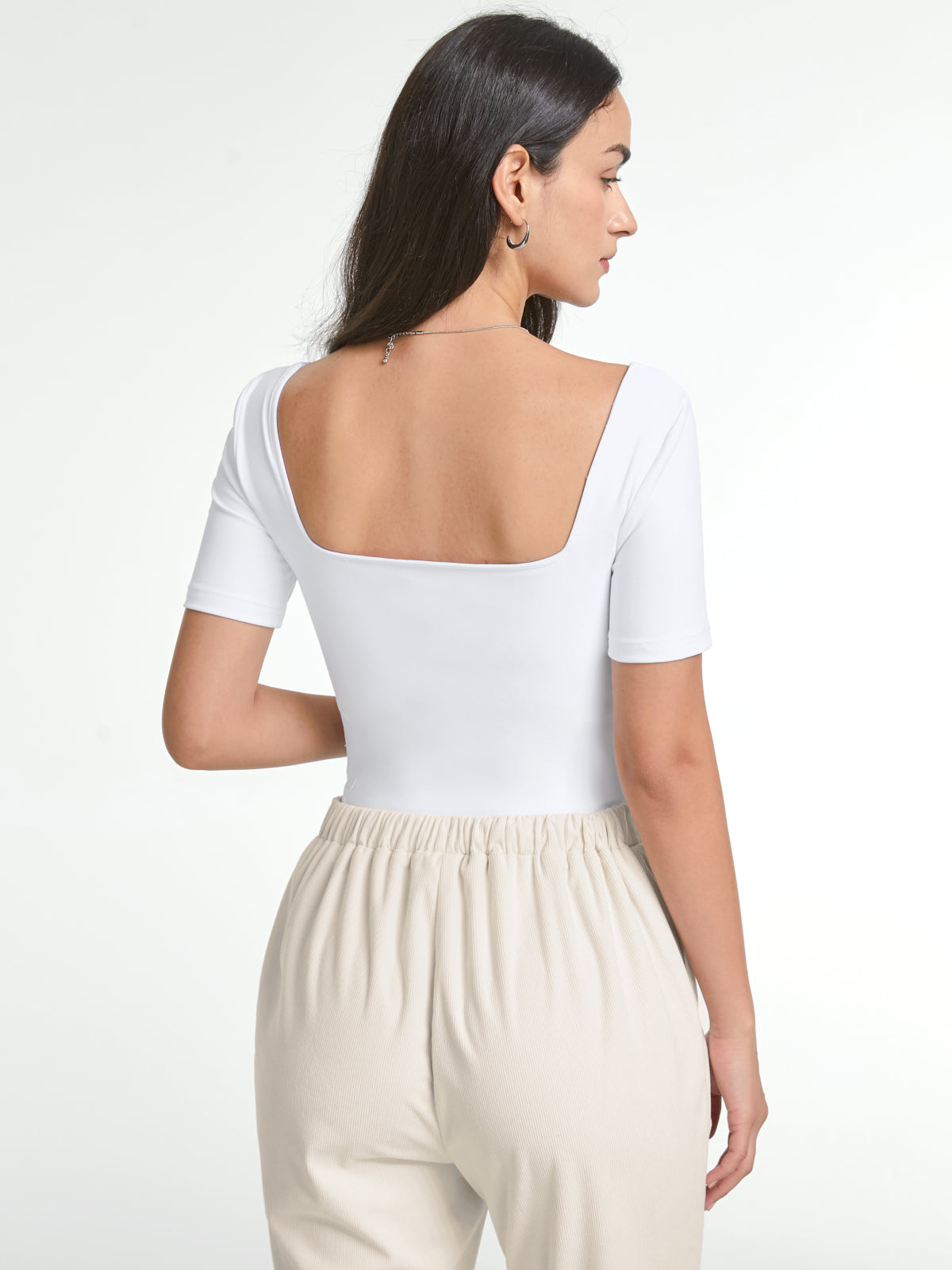 Thecomense - Short Sleeve Square Neck Bodysuit