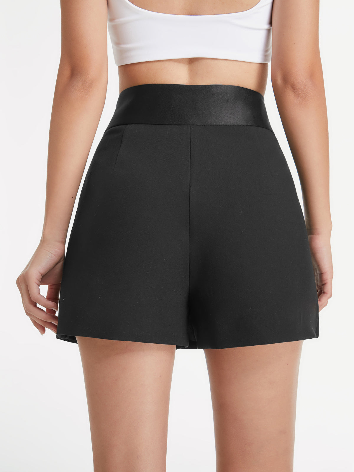 Thecomense - High Waisted Satin Band Mini Skirt