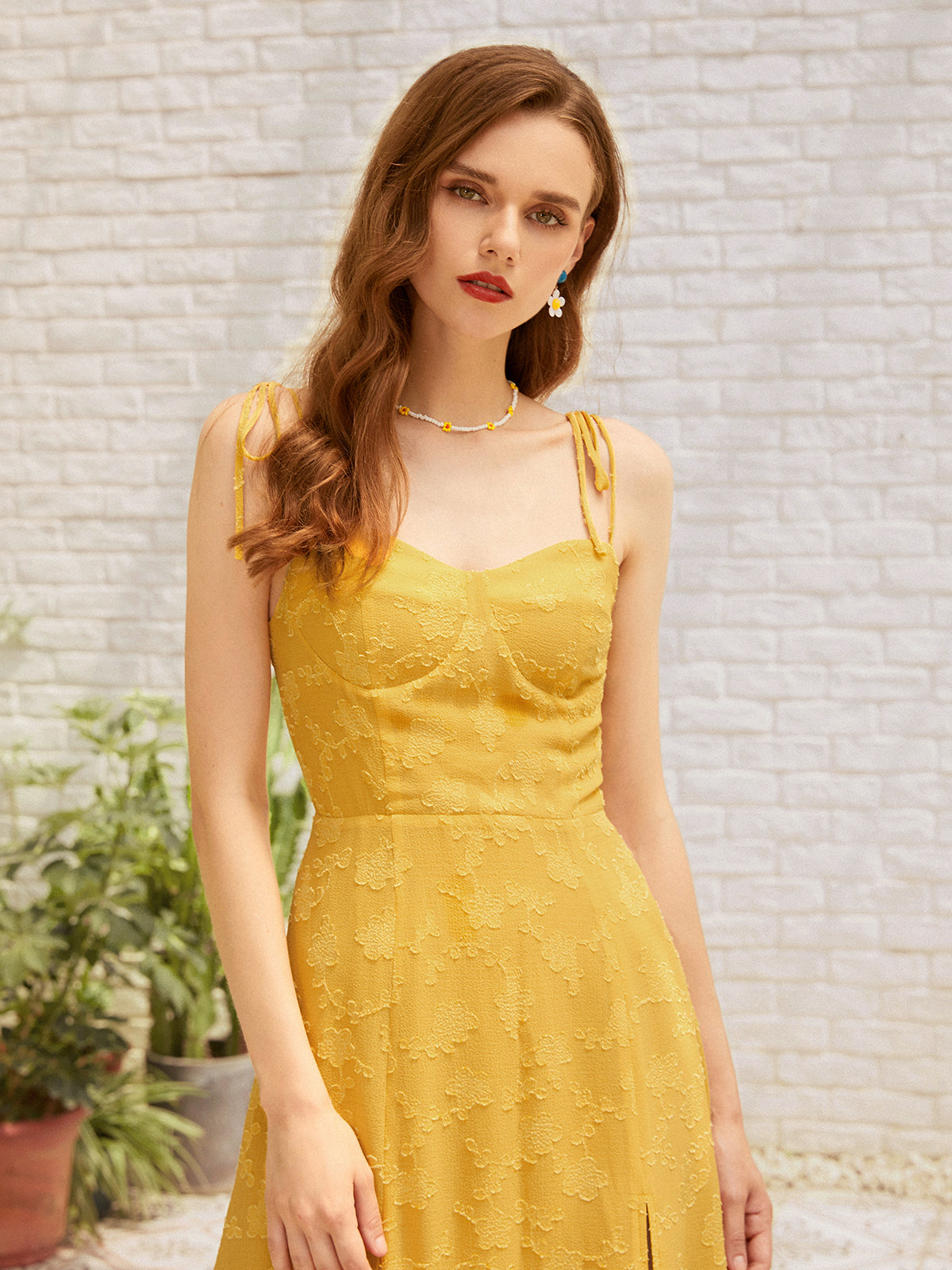 Thecomense - Morning Sunshine Floral Slit Midi Dress