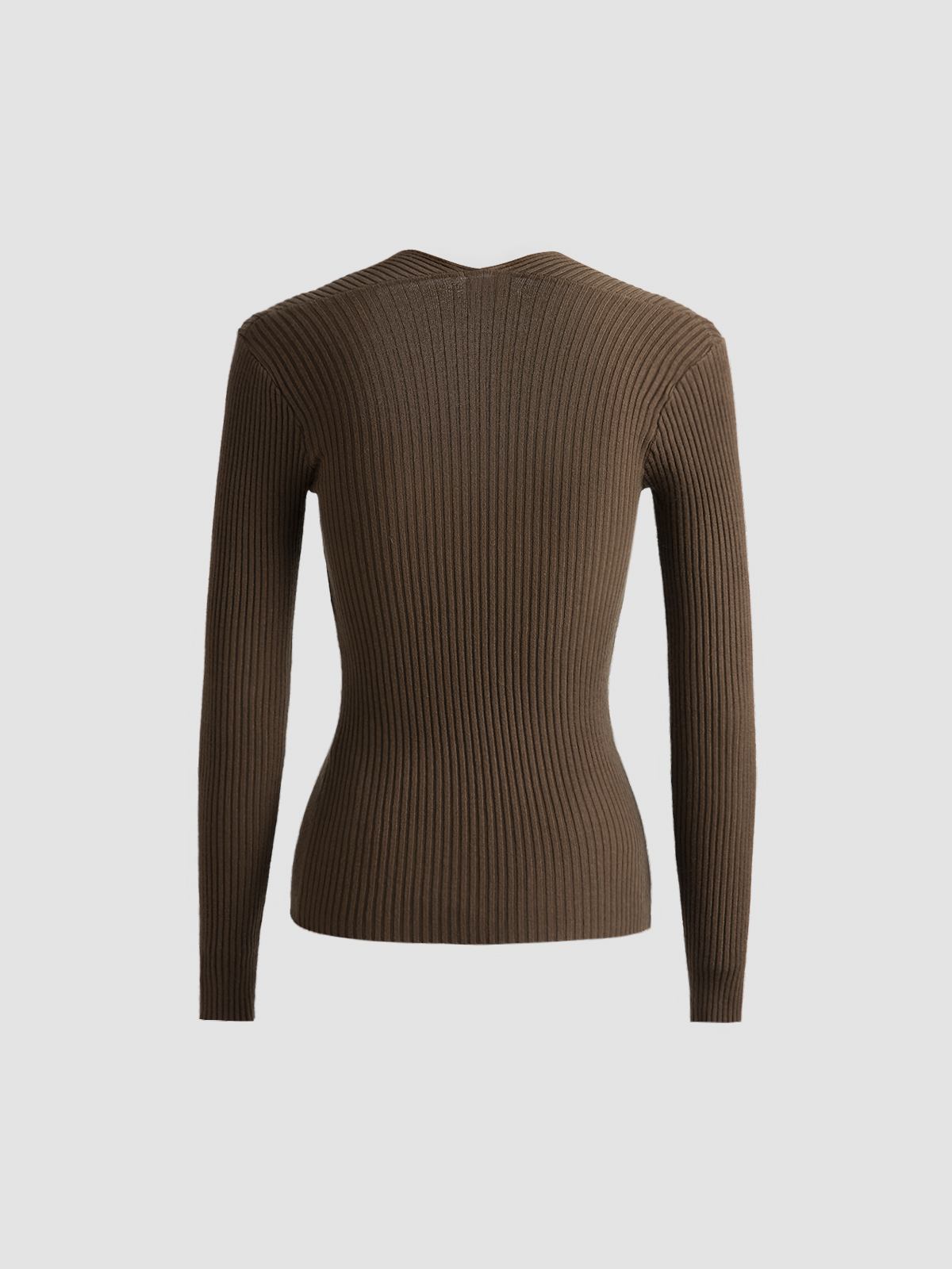 Thecomense - Bronzework Knitted Ribbed Pullover Sweater