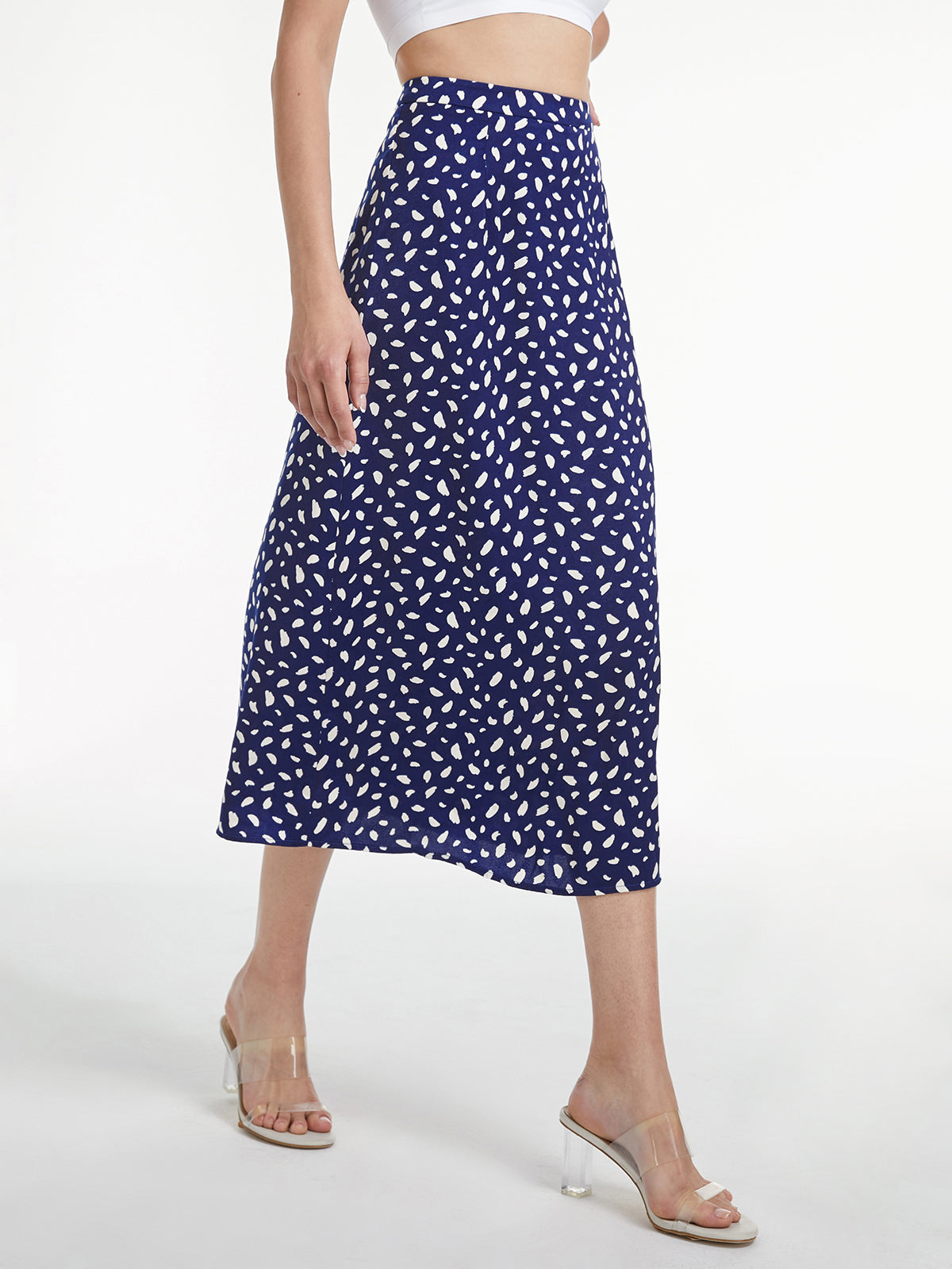 Thecomense - Light Petal High Waisted A-Line Midi Skirt