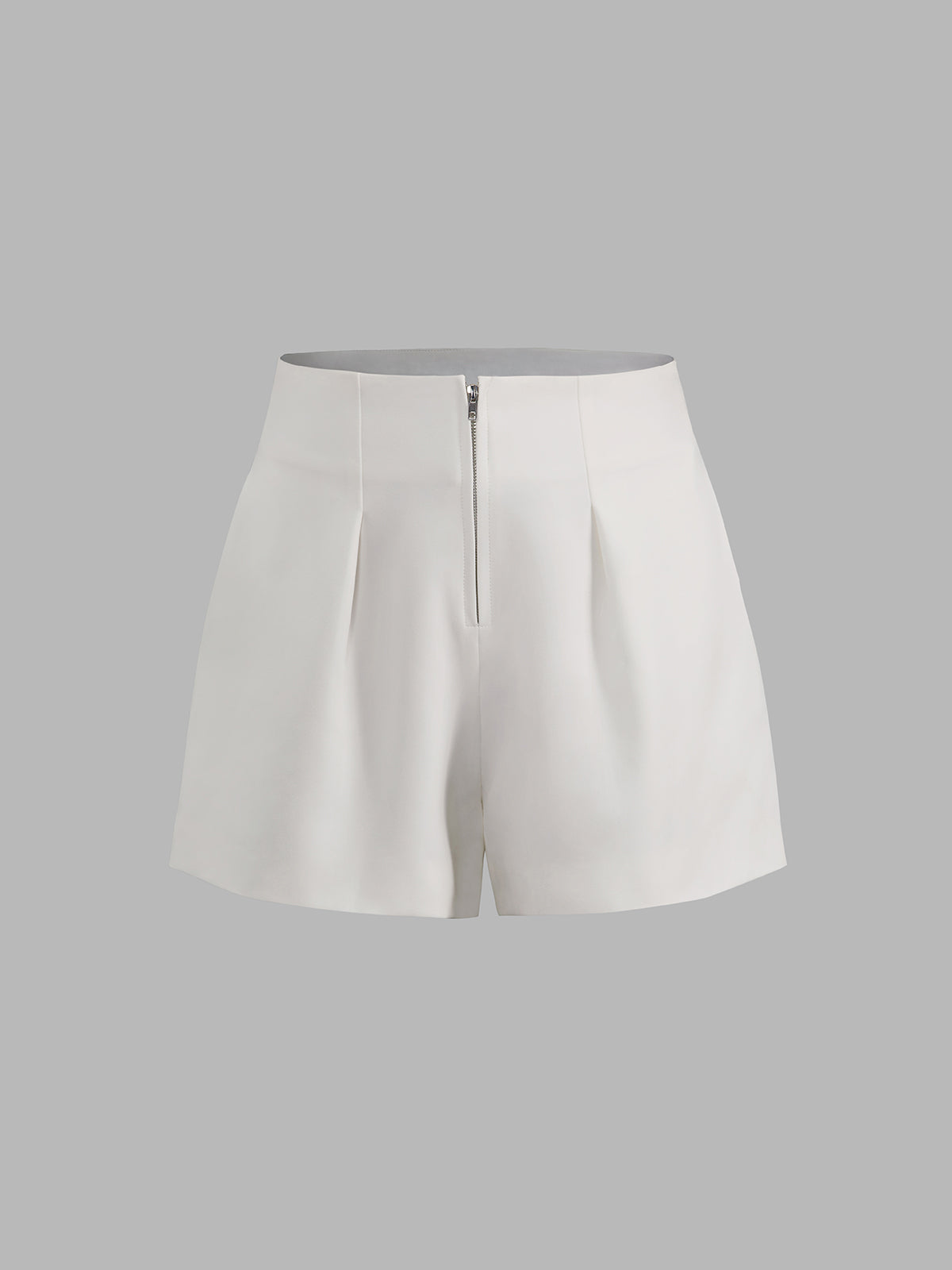 Thecomense - High Waisted Pleat Mid Thigh Trouser Shorts