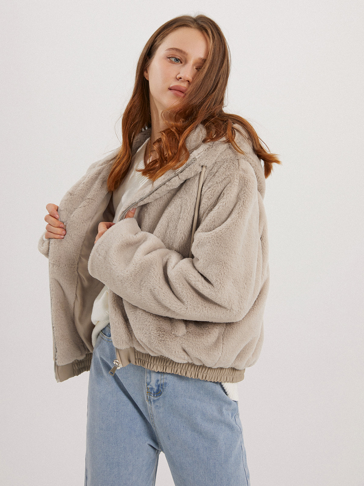 Thecomense - Fleece Solid Oversized Jacket