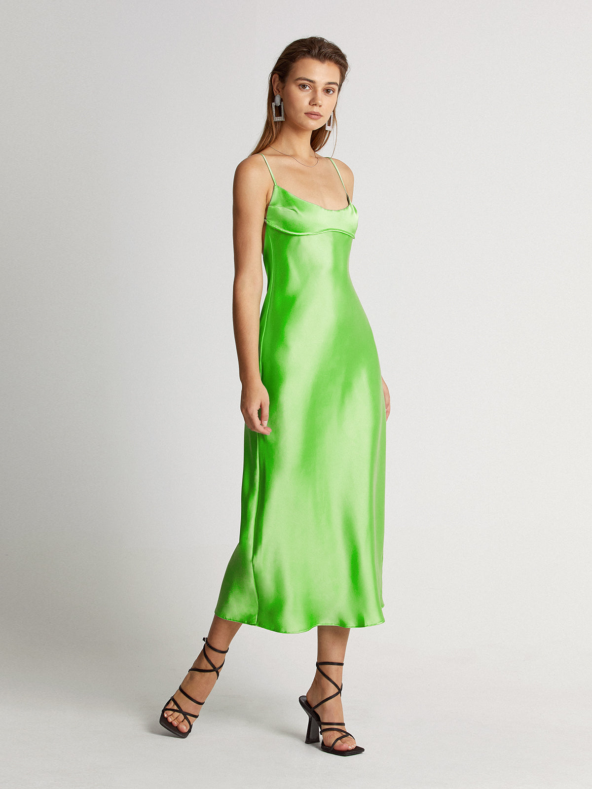 Thecomense - Be-Leaf In Me Satin Midi Dress