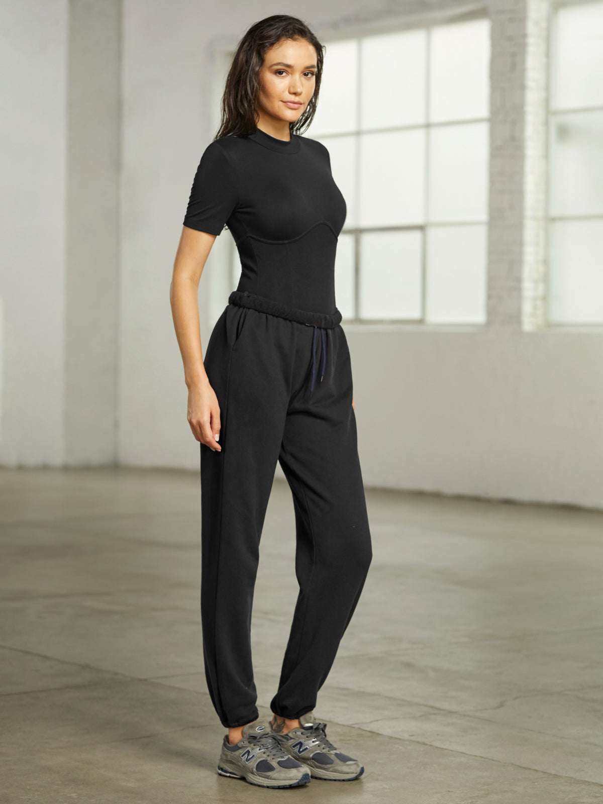Thecomense - Mockneck Contour Corset Stretch T-Shirt