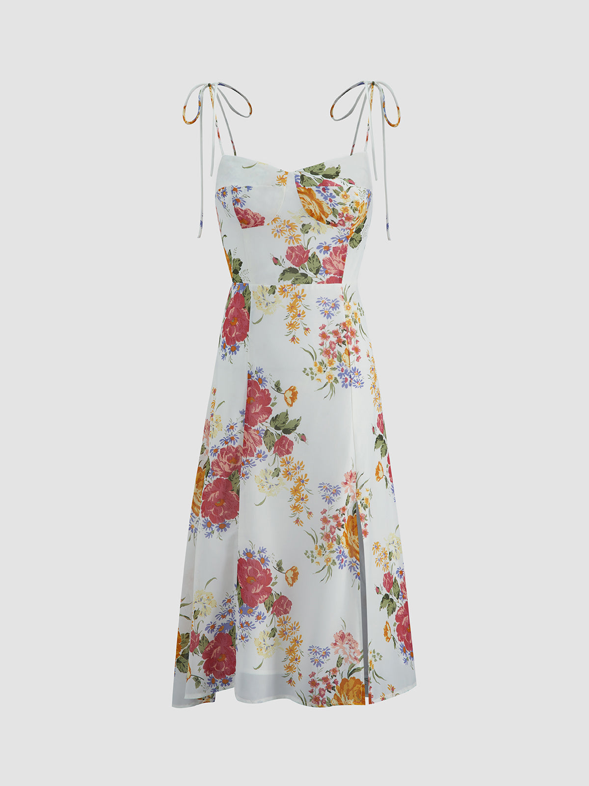 Thecomense - Bouquet Bloom Floral Strap Dress