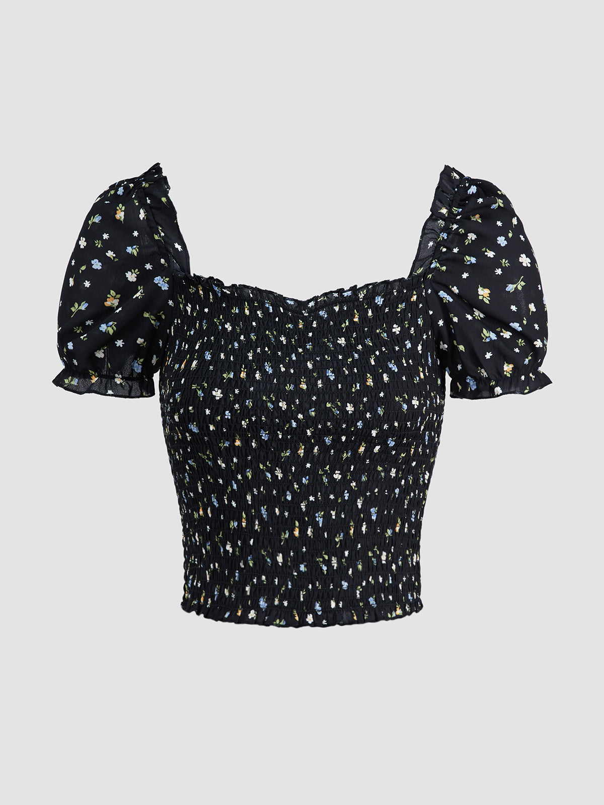 Thecomense - Botanical Puff Sleeve Shirt