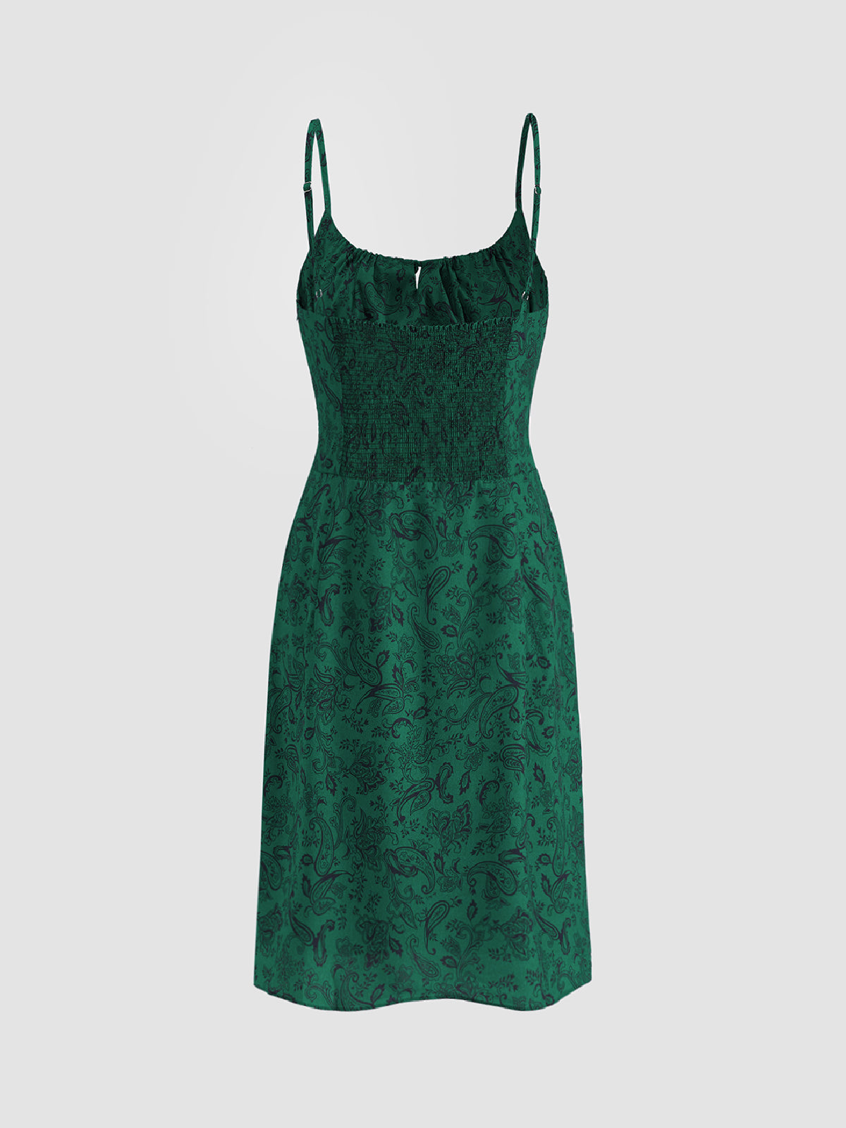 Thecomense - Emerald Green Paisley Smoothie Strap Dress