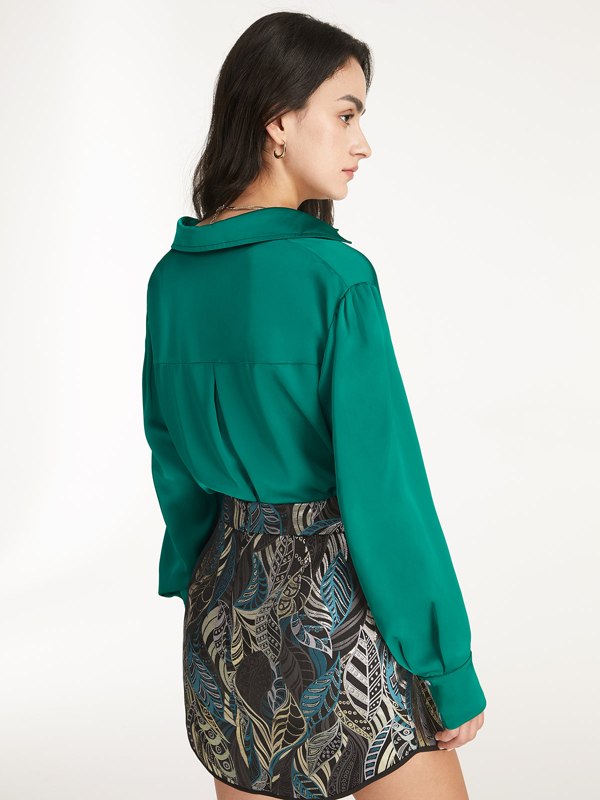 Thecomense - Collared Button Up Emerald Green Shirt