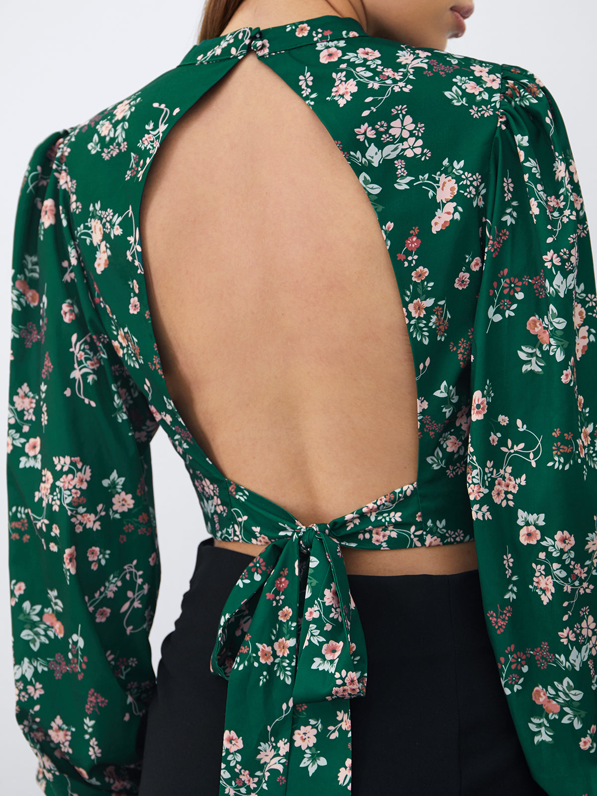 Thecomense - Backless Floral Shirt