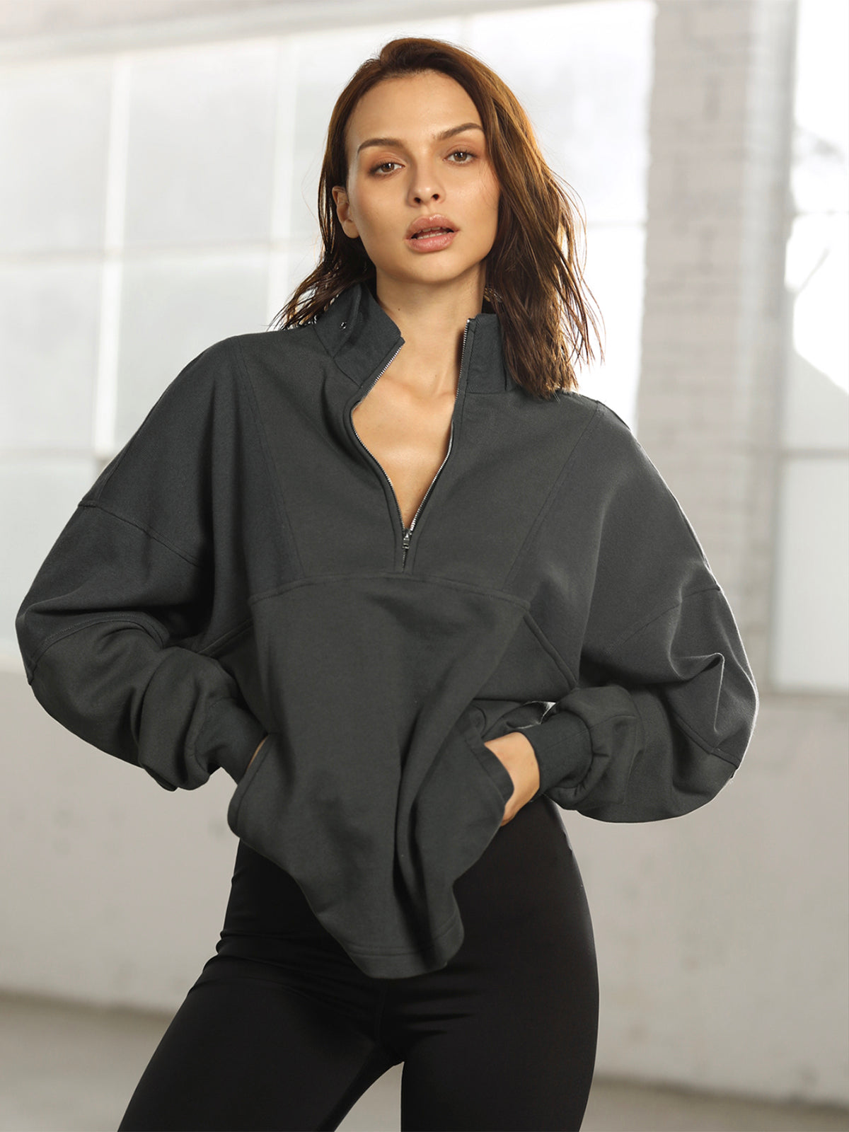 Thecomense - Oversized Zip Sweatshirt