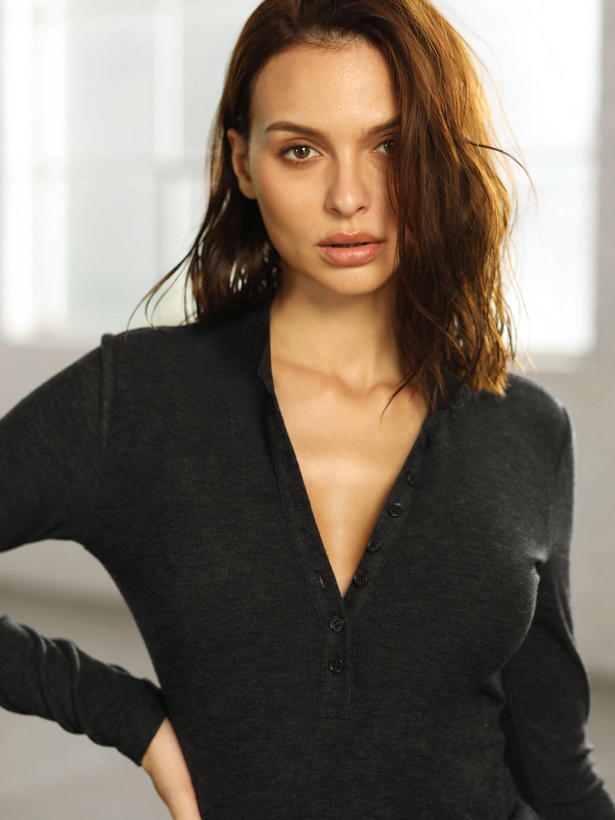 Thecomense - Long Sleeve Half Zip Skintight Top