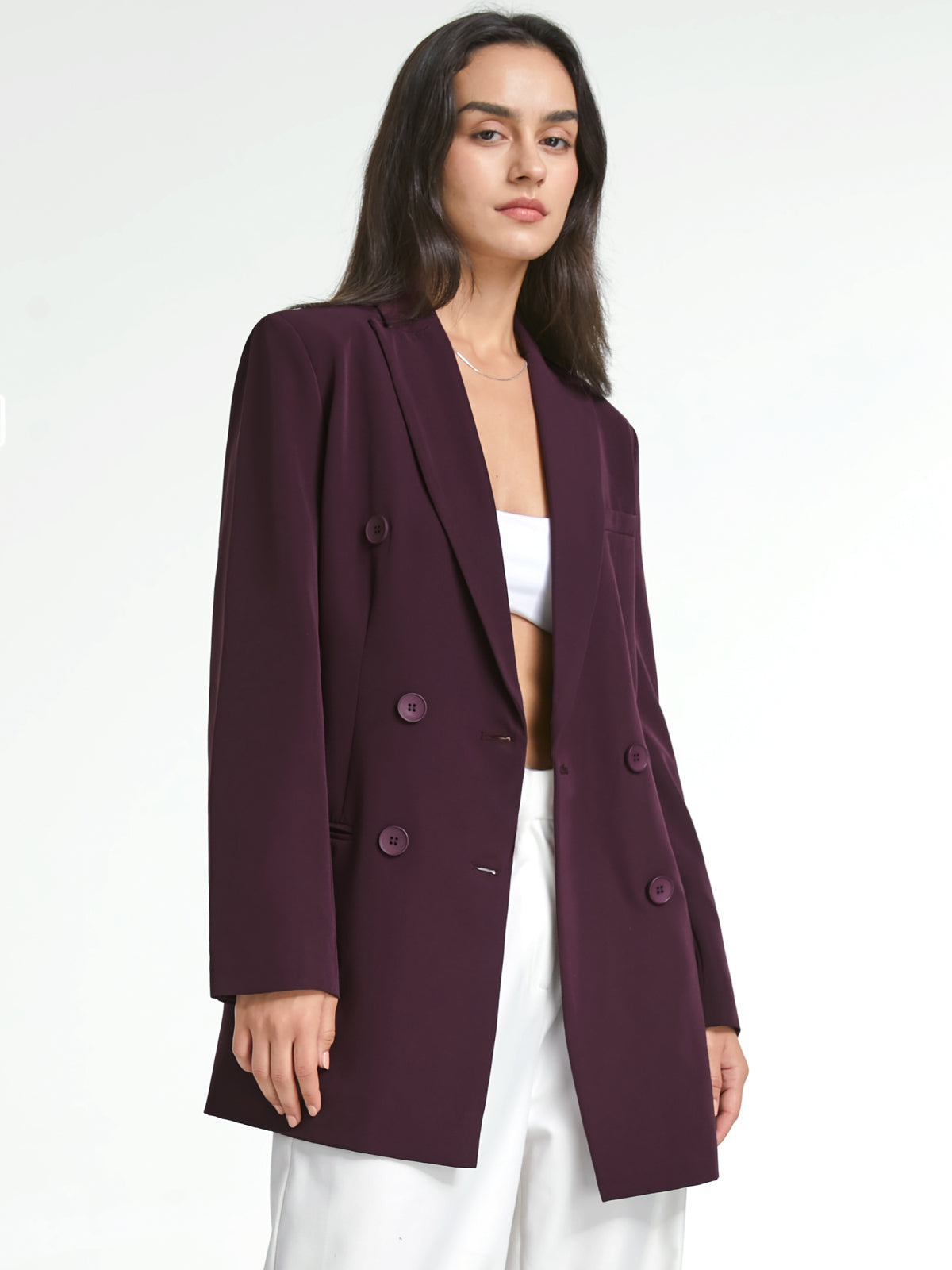 Thecomense - Double Breasted Fitted Long Blazer