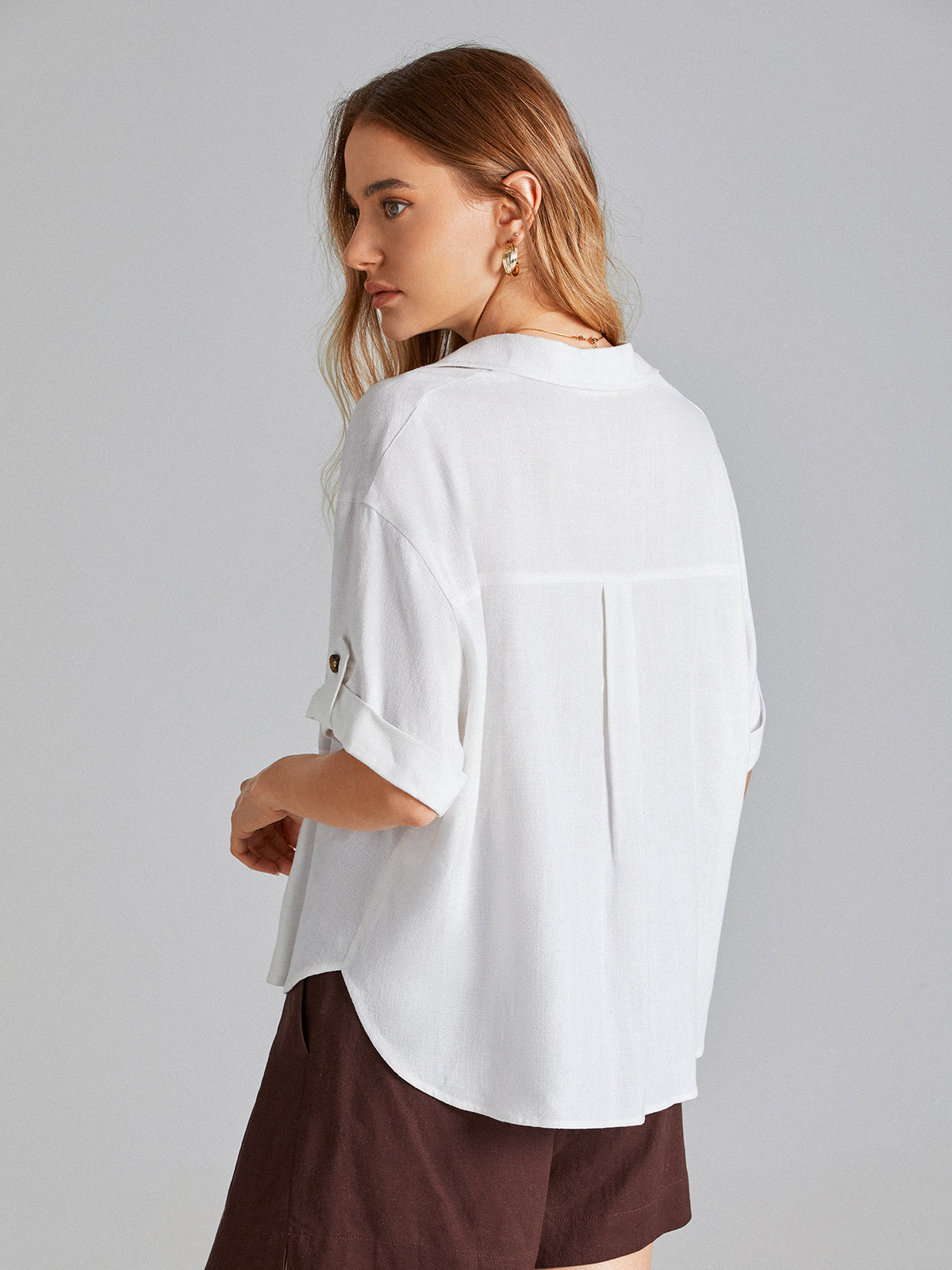 Thecomense - Quarter Sleeve Button Up Shirt