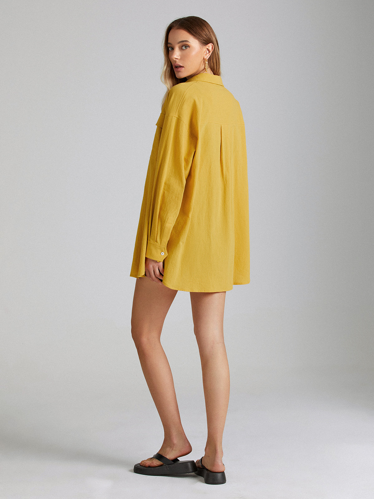 Thecomense - Drop Shoulder Relaxed Fit Button Up Shirt
