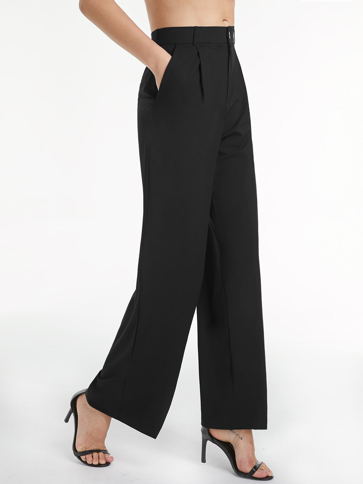 Thecomense - High Waisted Relaxed Straight Leg Trousers