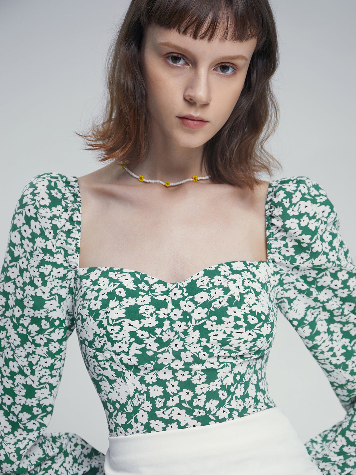 Thecomense - Sweetheart Long Sleeve Floral Top