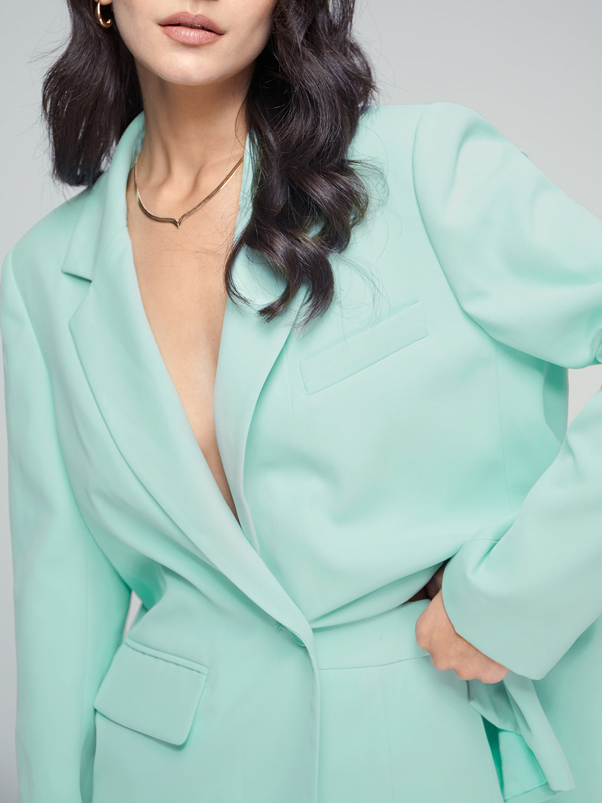 Thecomense - Single Button Pastel Blazer