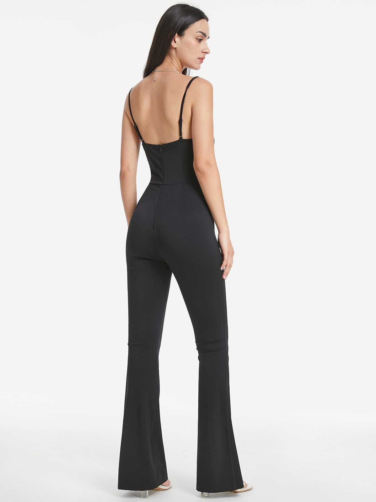 Thecomense - Ultra Sleek Sweetheart Contour Flare Leg Tank Jumpsuit