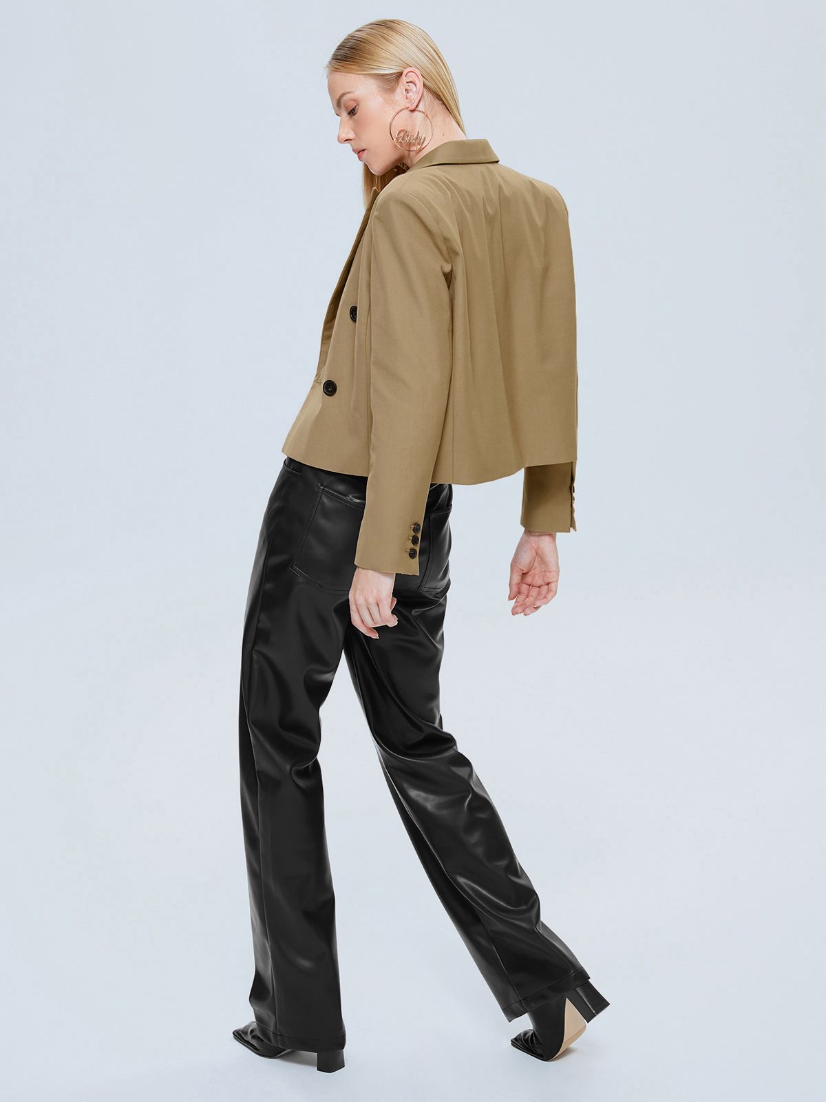 Thecomense - Cropped Double Breasted Blazer Jacket