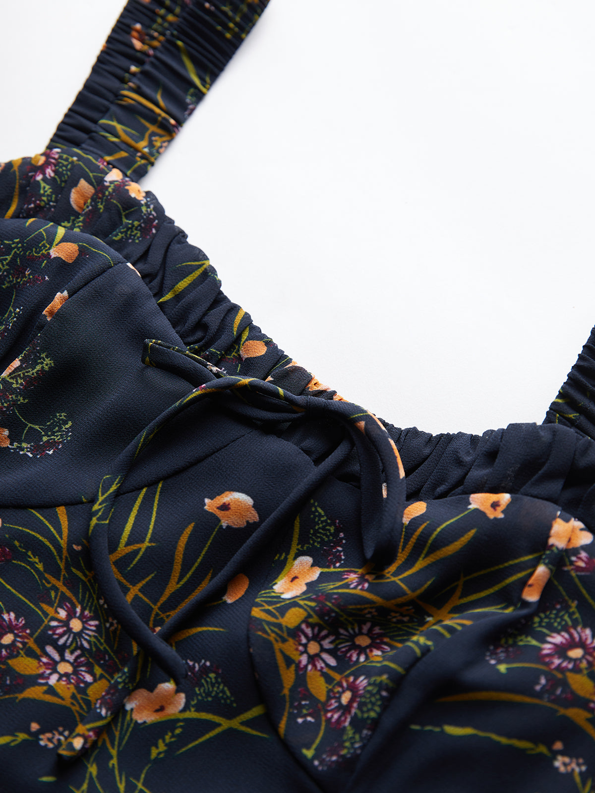 Thecomense - Floralia Fantasy Ruched Strap Dress