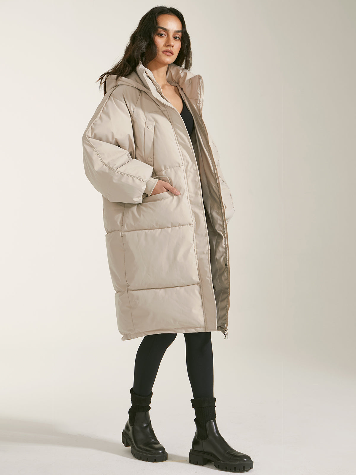 Thecomense - Long Hooded Puffer Parka Coat