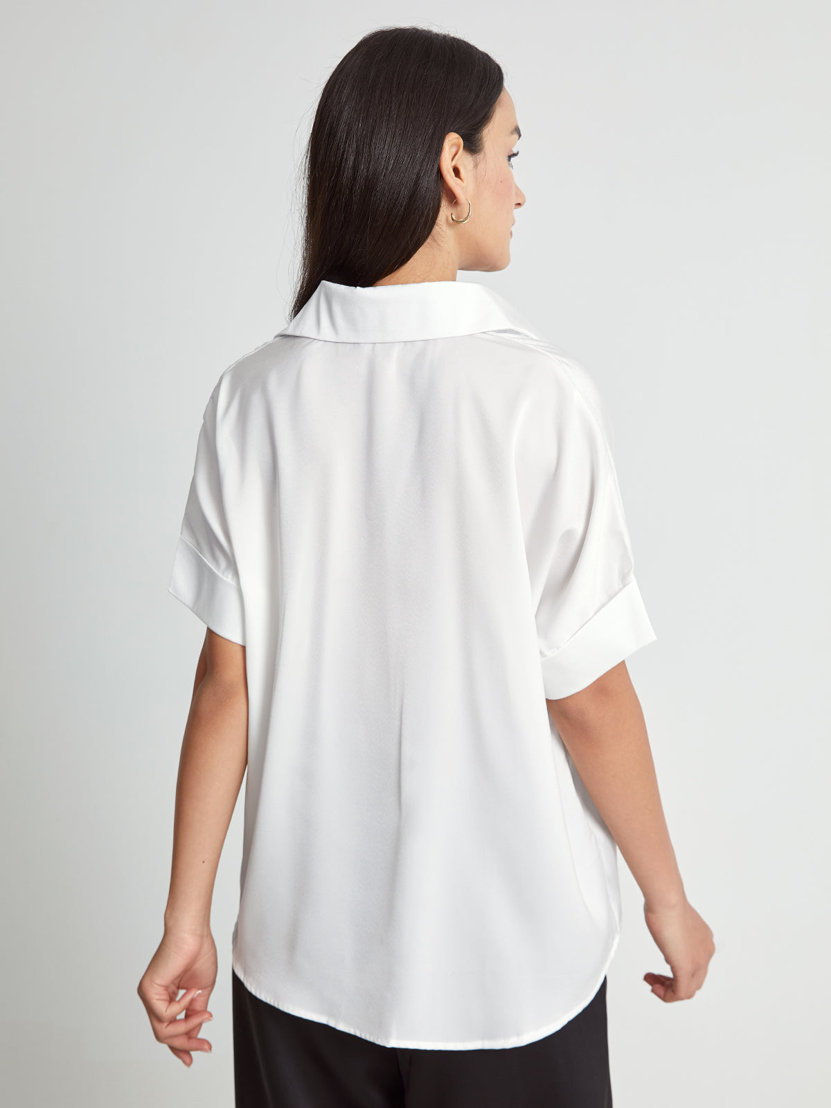 Thecomense - Quarter Sleeve Deep V Notch Lapel Blazer Shirt