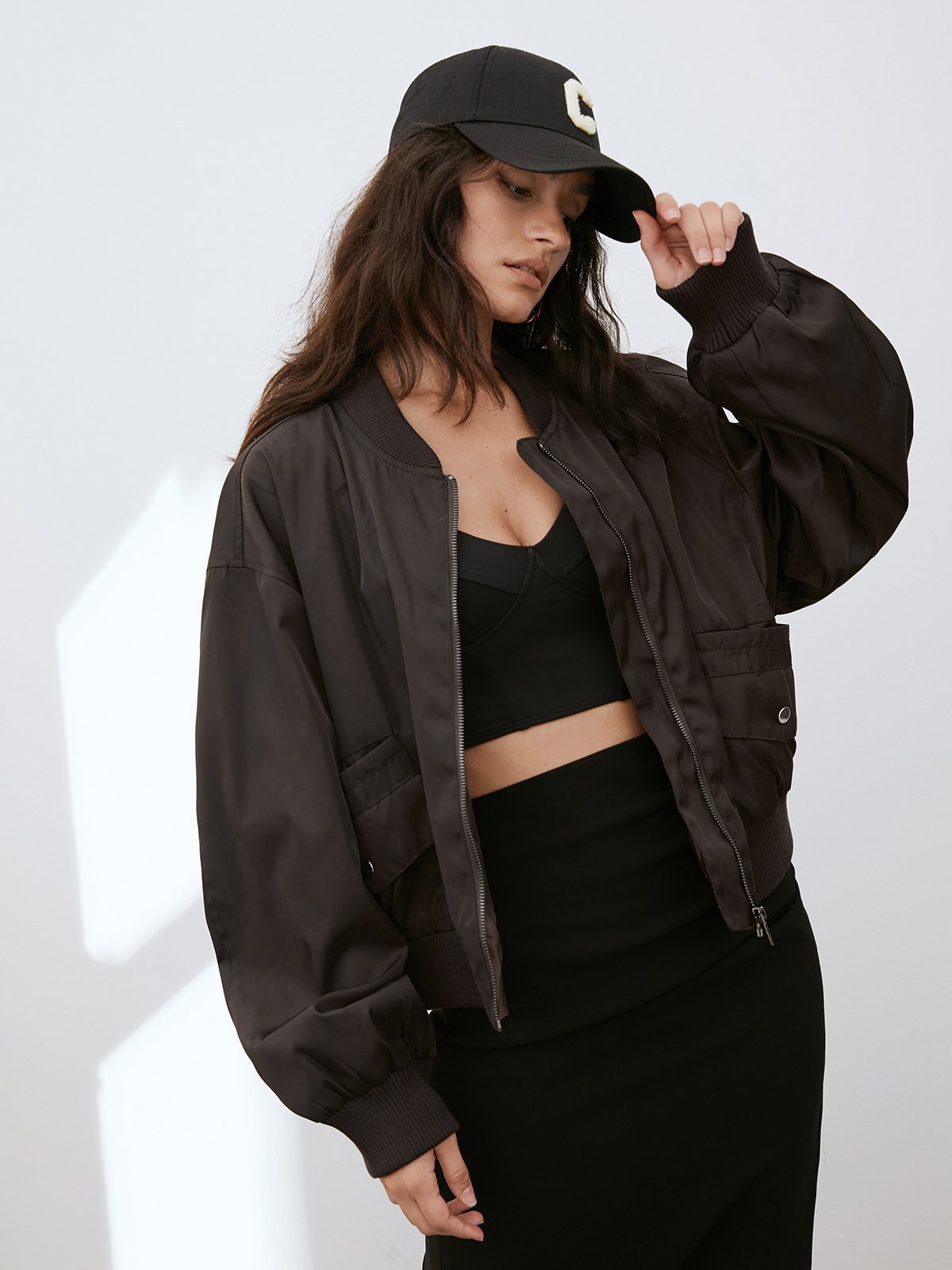 Thecomense - Oversized Drop Shoulder Two Toned Bomber Jacket