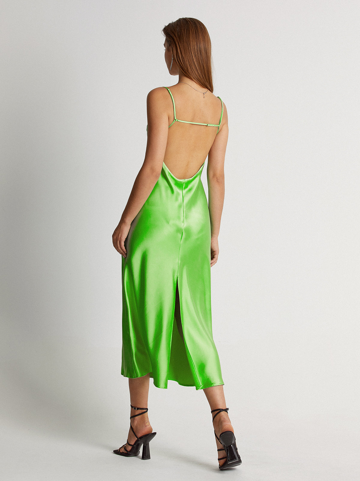 Thecomense - Be-Leaf In Me Satin Midi Dress