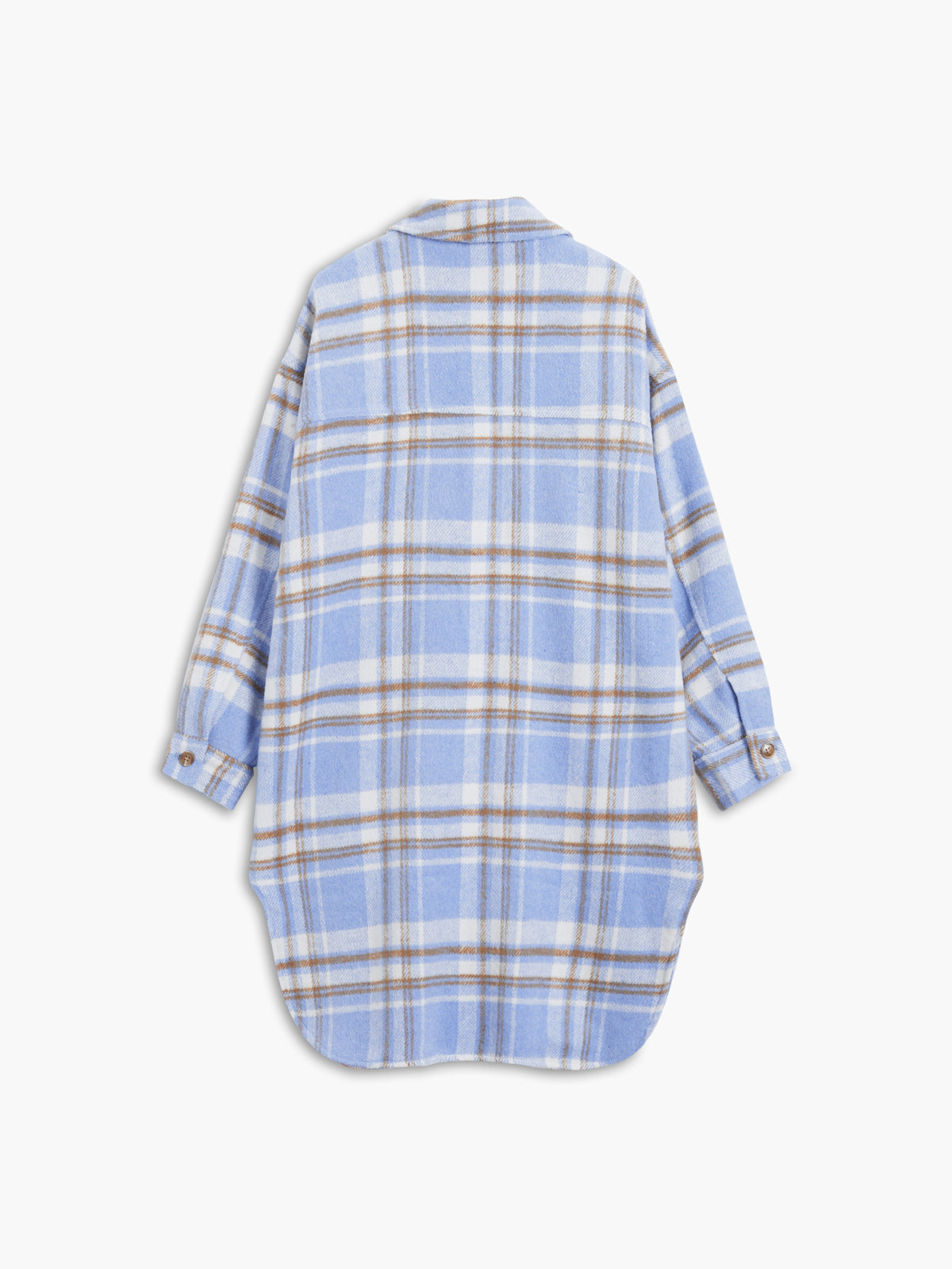 Thecomense - Plaid Long Brushed Wool Shirt Jacket