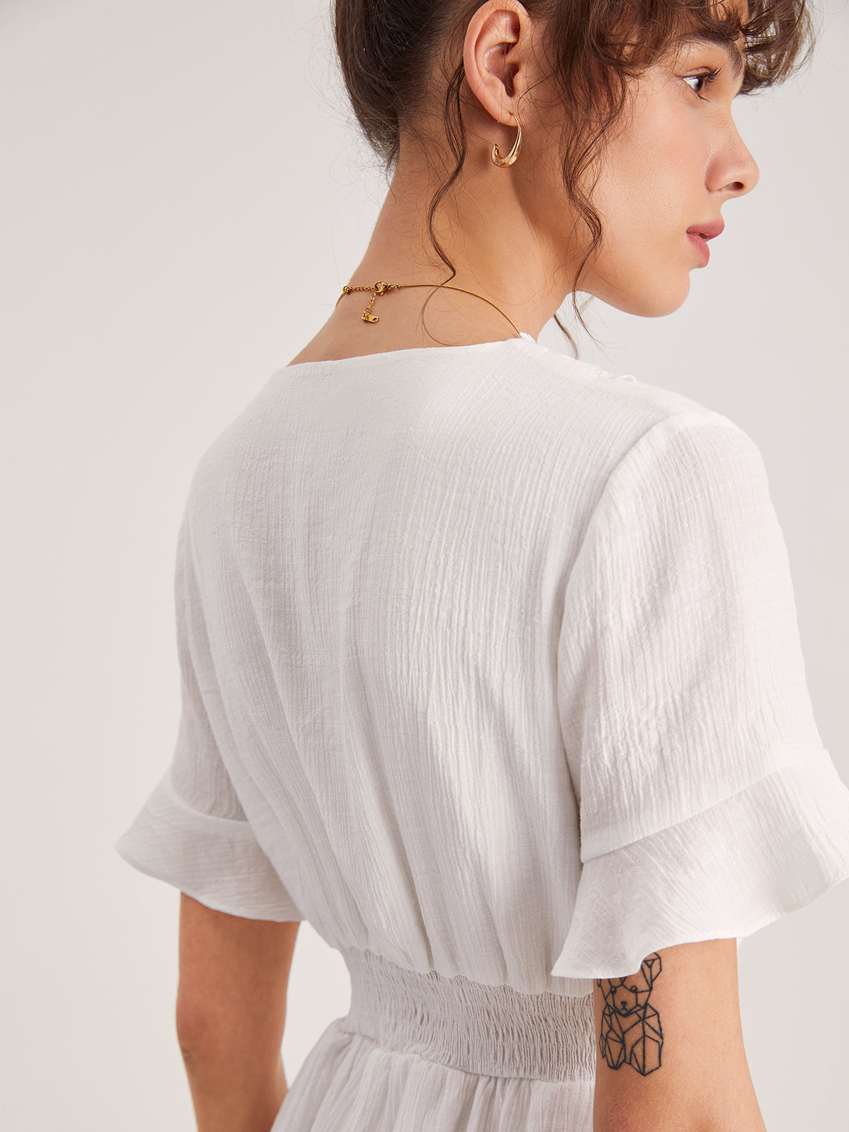 Thecomense - Eyelet Lace A Line Dress