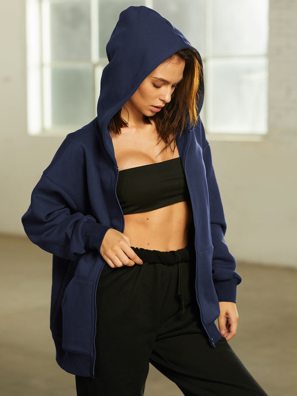 Thecomense - Oversized Everyday Zip Up Hoodie